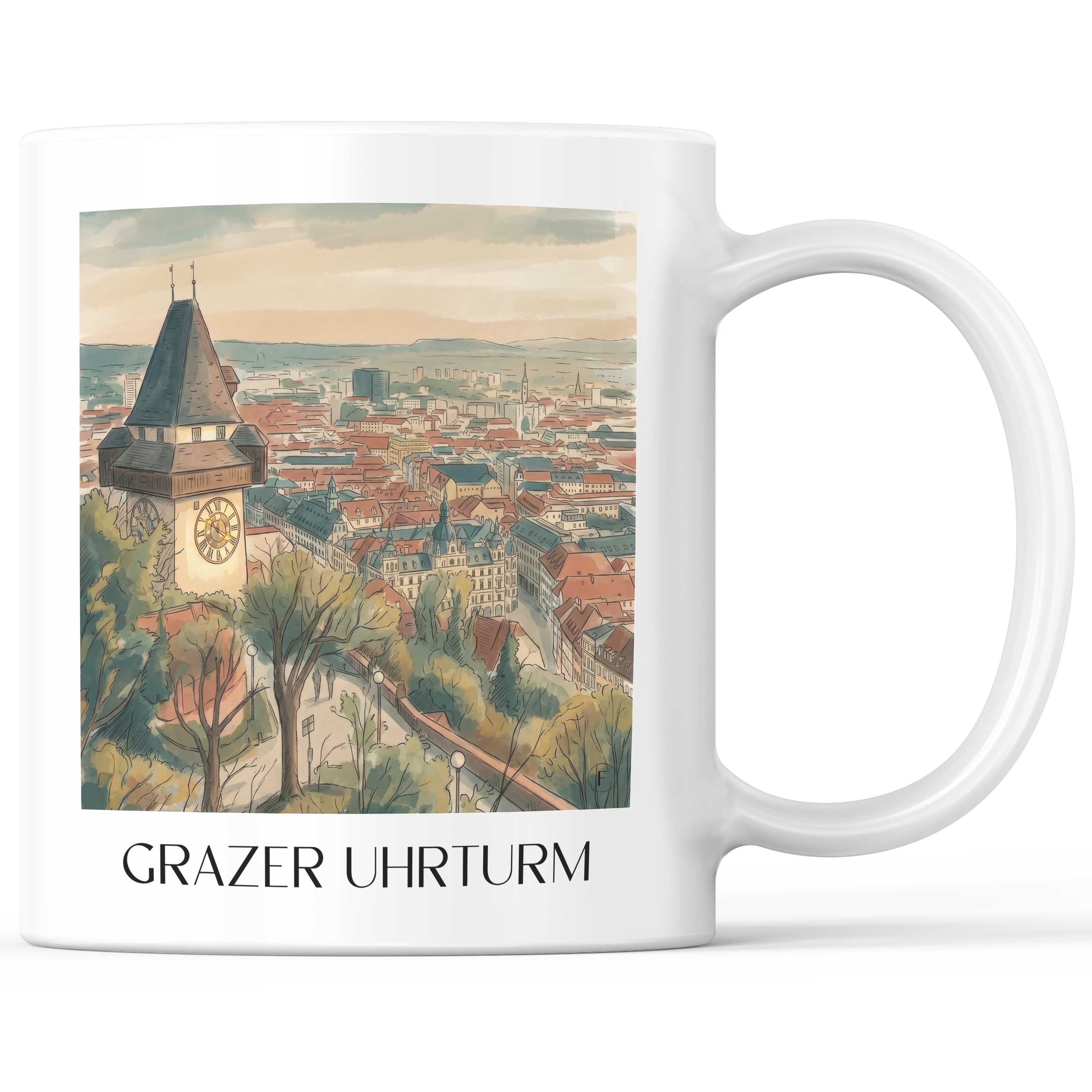 grazer-uhrturm-österreich-österreich-kaffeebecher-aquarell