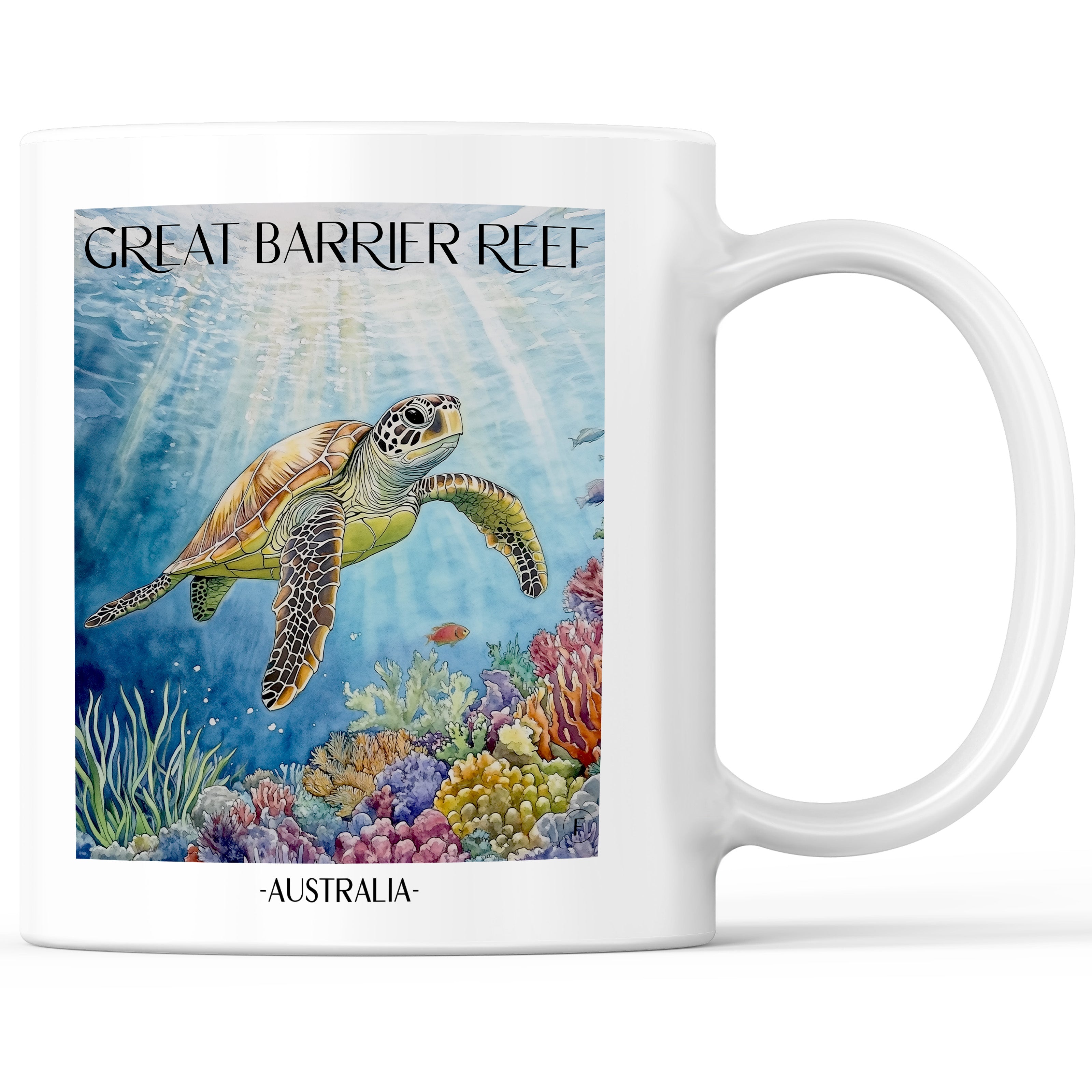 Great Barrier Reef Kaffeebecher - Australien - Australien Becher - Kaffeetasse im Aquarell Stil - favplace