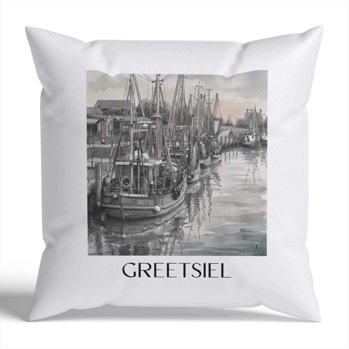 greetsiel-ostfriesland-deutschland-kissenbezug-aquarell-schwarz-weiss