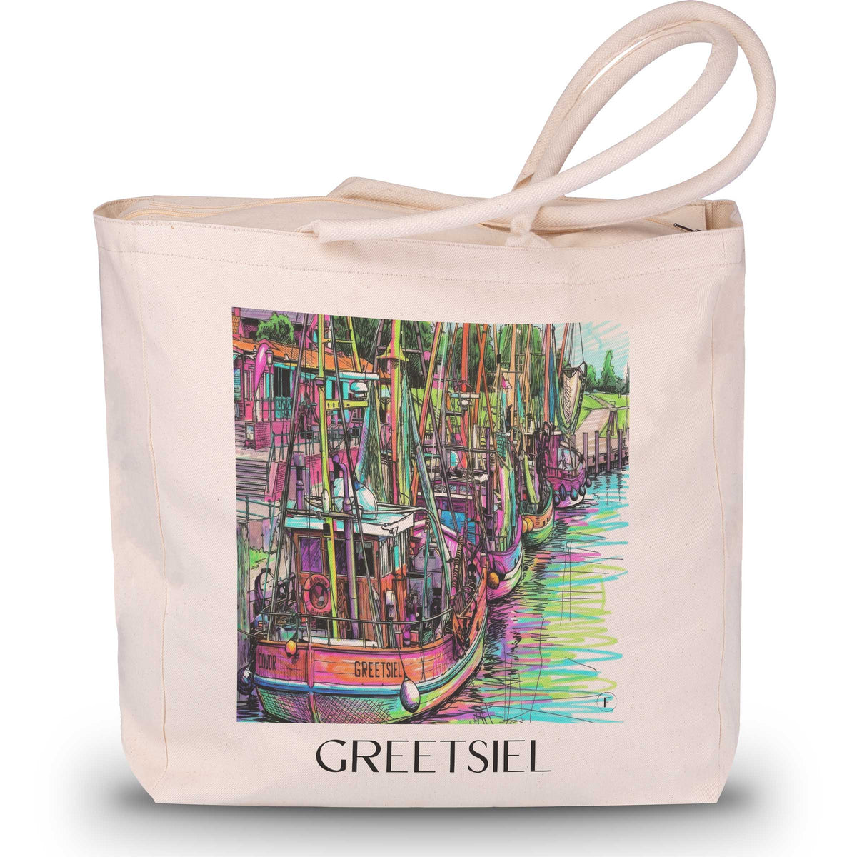 Greetsiel Shopping Tasche - Ostfriesland - Deutschland Tote Bag - Einkaufstasche im Tag Graffiti Stil - favplace