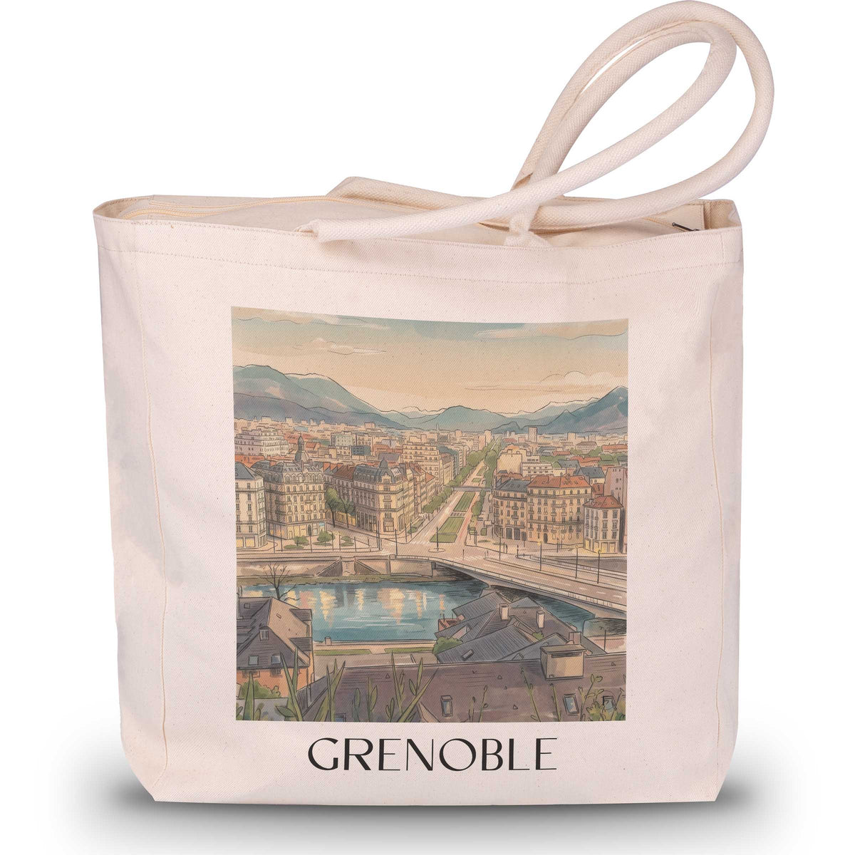 grenoble-isère-frankreich-einkaufstasche-aquarell