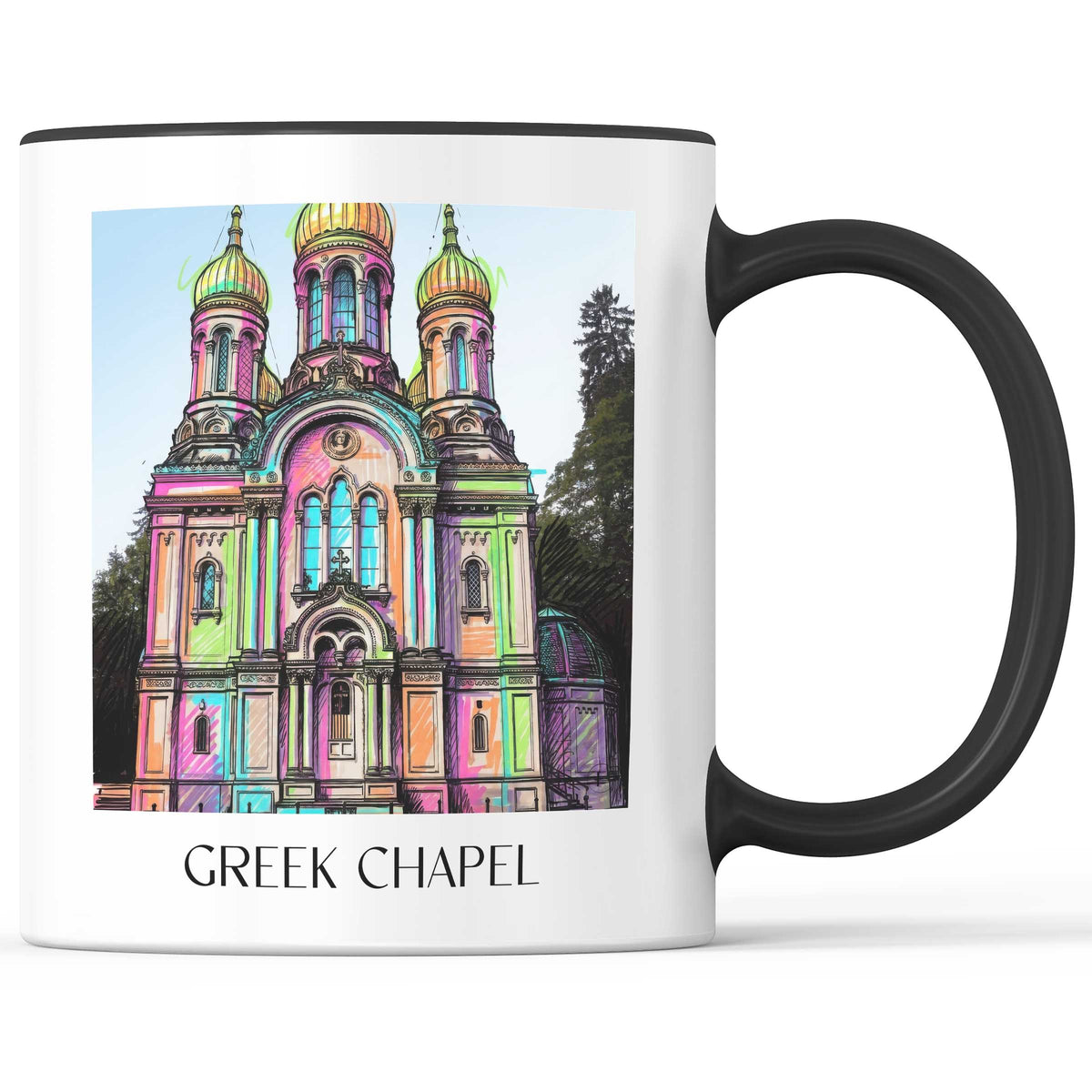 Grichische Kapelle Kaffeebecher - Wiesbaden - Deutschland Becher - Kaffeetasse im Tag Graffiti Stil - favplace