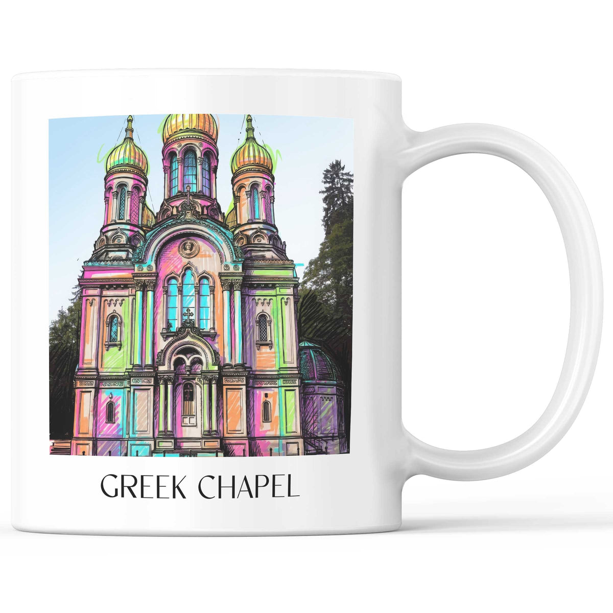 Grichische Kapelle Kaffeebecher - Wiesbaden - Deutschland Becher - Kaffeetasse im Tag Graffiti Stil - favplace