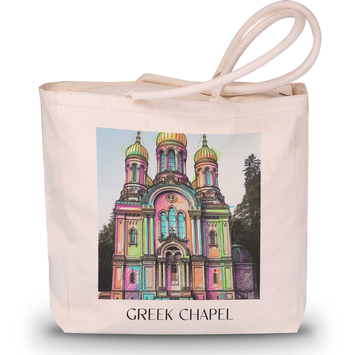 Grichische Kapelle Shopping Tasche - Wiesbaden - Deutschland Tote Bag - Einkaufstasche im Tag Graffiti Stil - favplace
