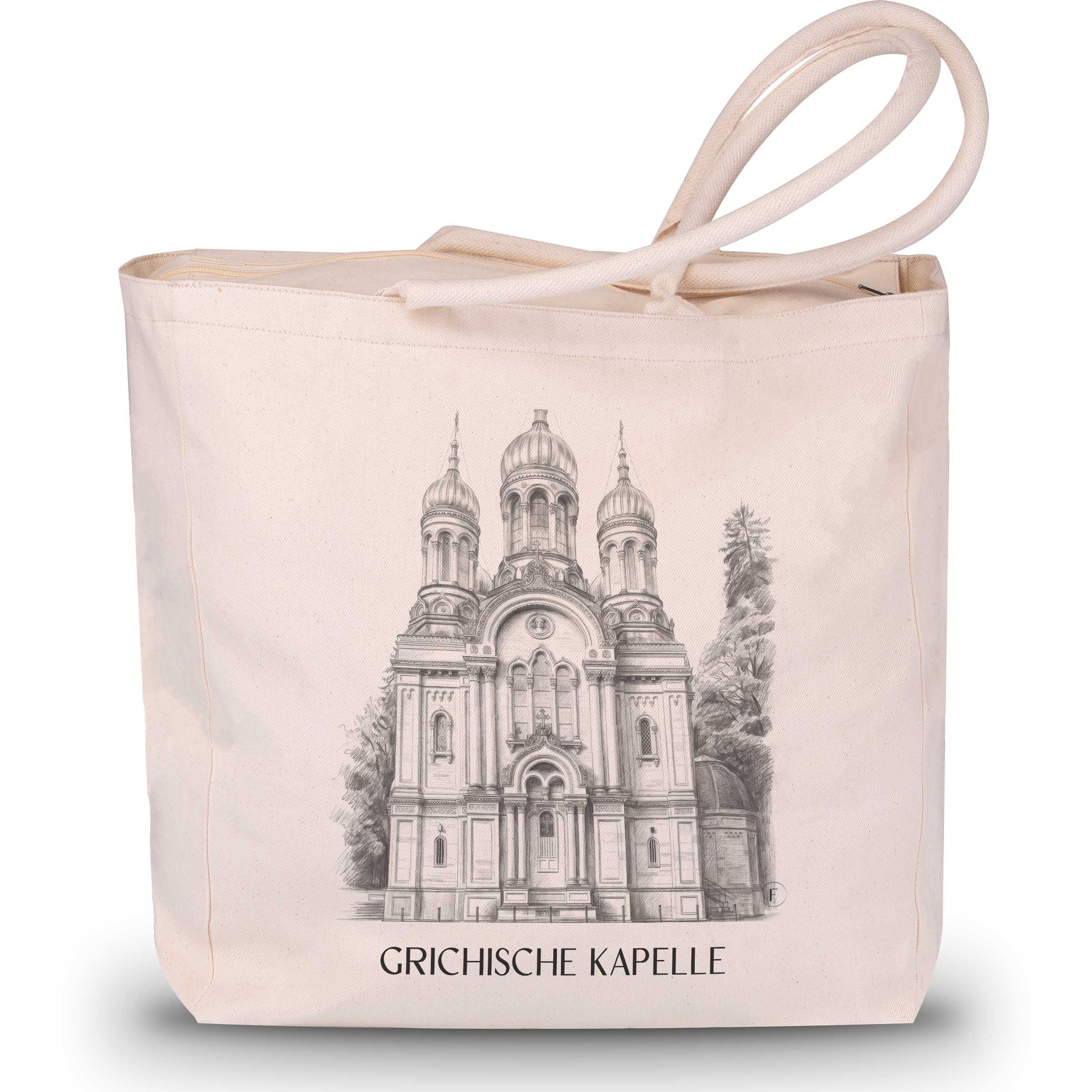 grichische-kapelle-wiesbaden-deutschland-einkaufstasche-bleistift-zeichnung-drawing