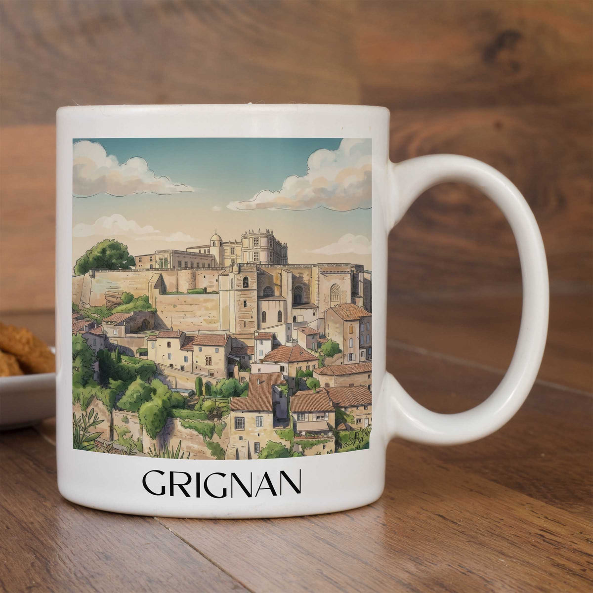 grignan-drôme-frankreich-kaffeebecher-aquarell