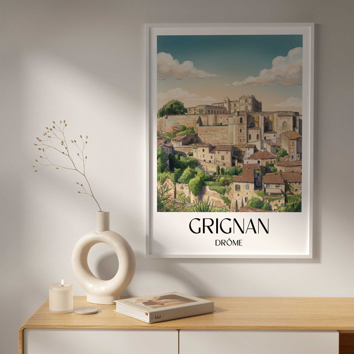 grignan-drôme-frankreich-poster-aquarell