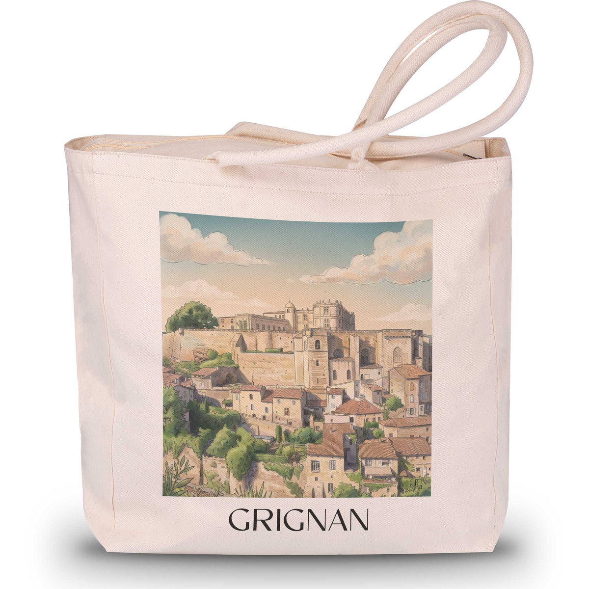 Grignan Shopping Tasche - Drôme - Frankreich Tote Bag - Einkaufstasche im Aquarell Stil - favplace