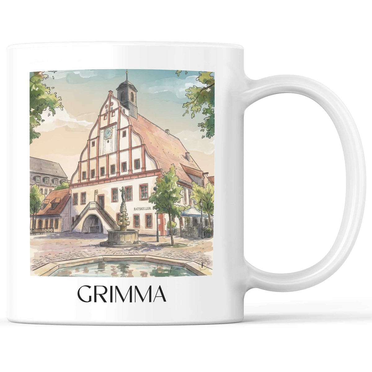 Grimma Kaffeebecher - Muldental - Deutschland Becher - Kaffeetasse im Aquarell Stil - favplace