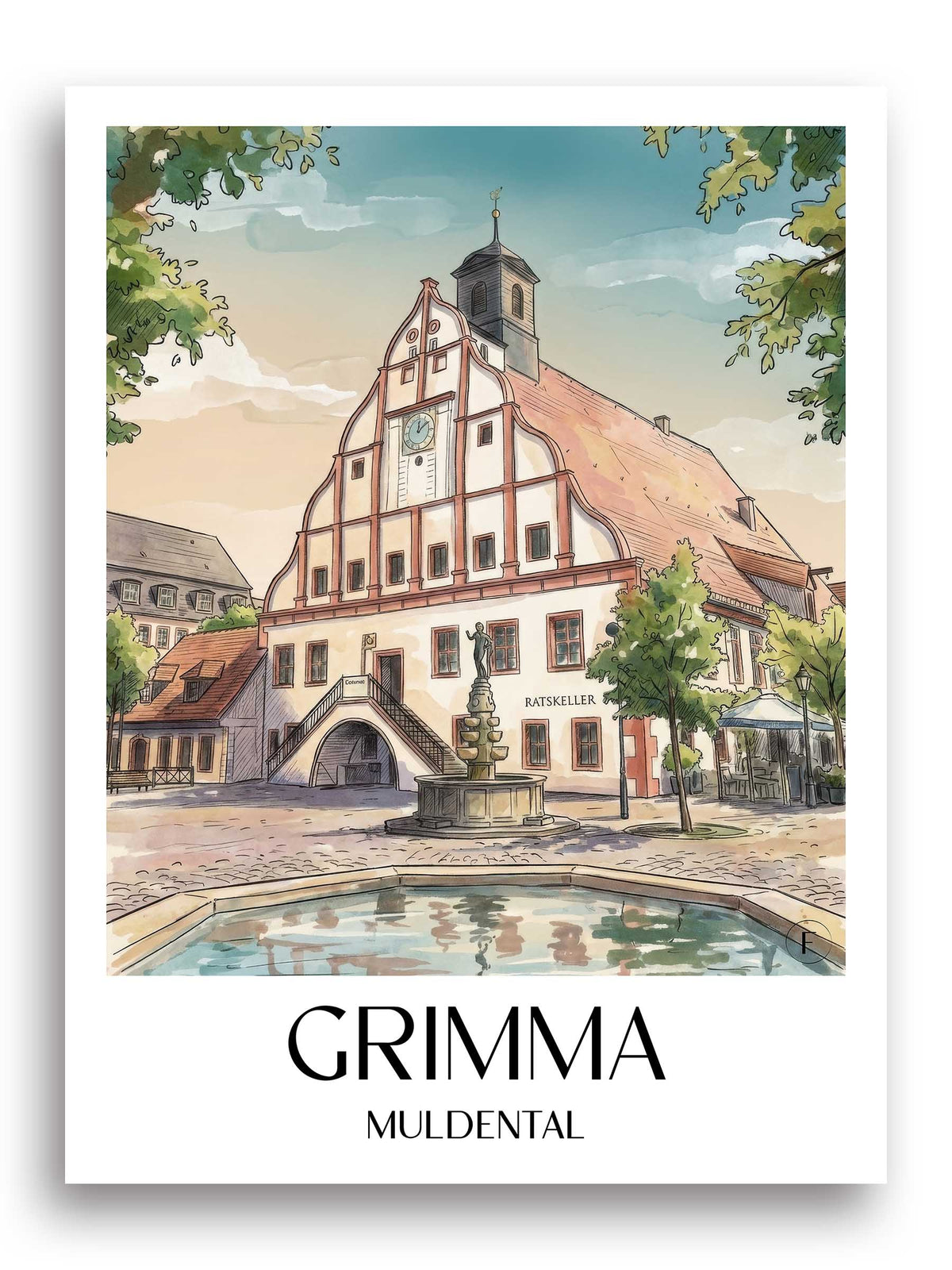 grimma-muldental-deutschland-poster-aquarell