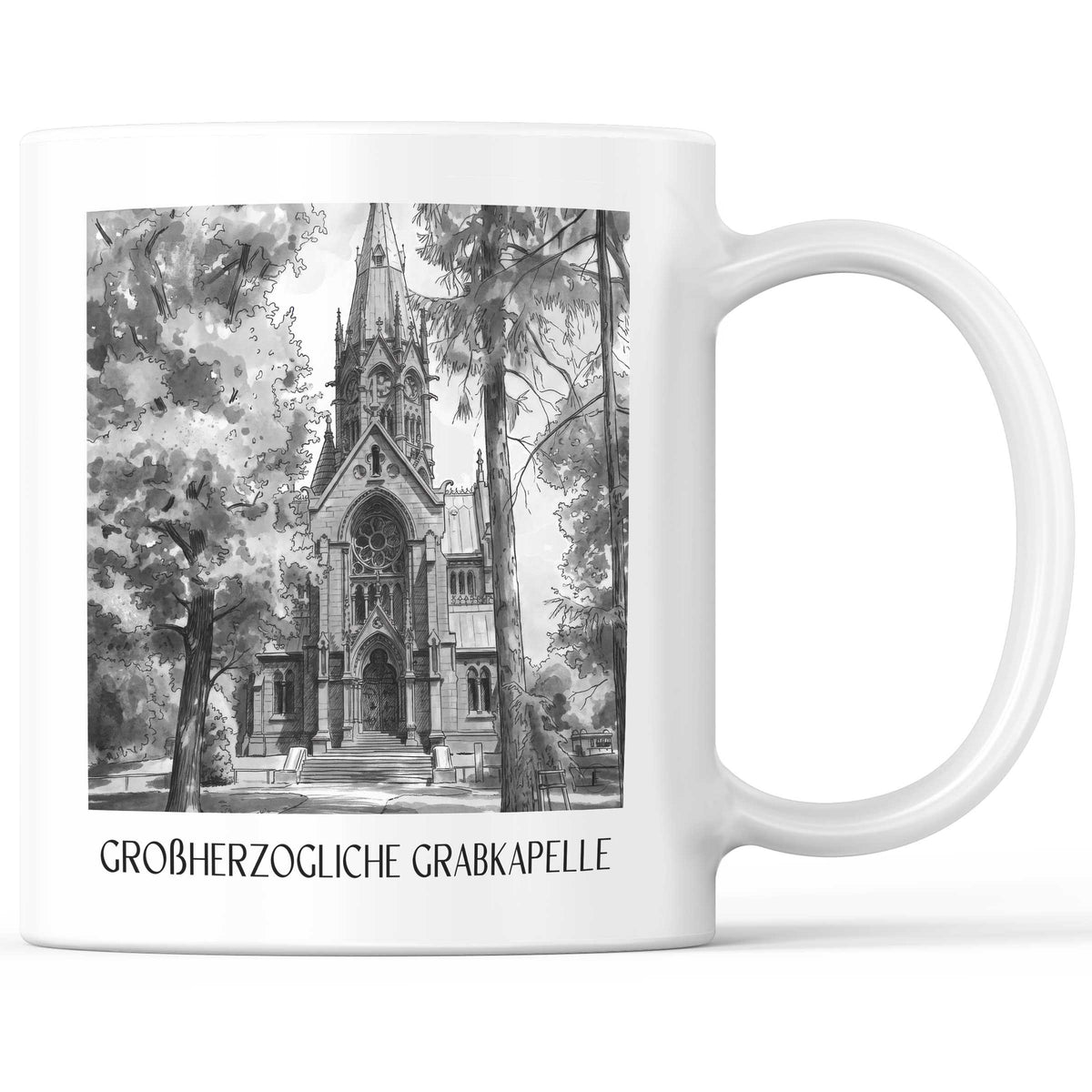großherzogliche-grabkapelle-karlsruhe-deutschland-kaffeebecher-aquarell-schwarz-weiss