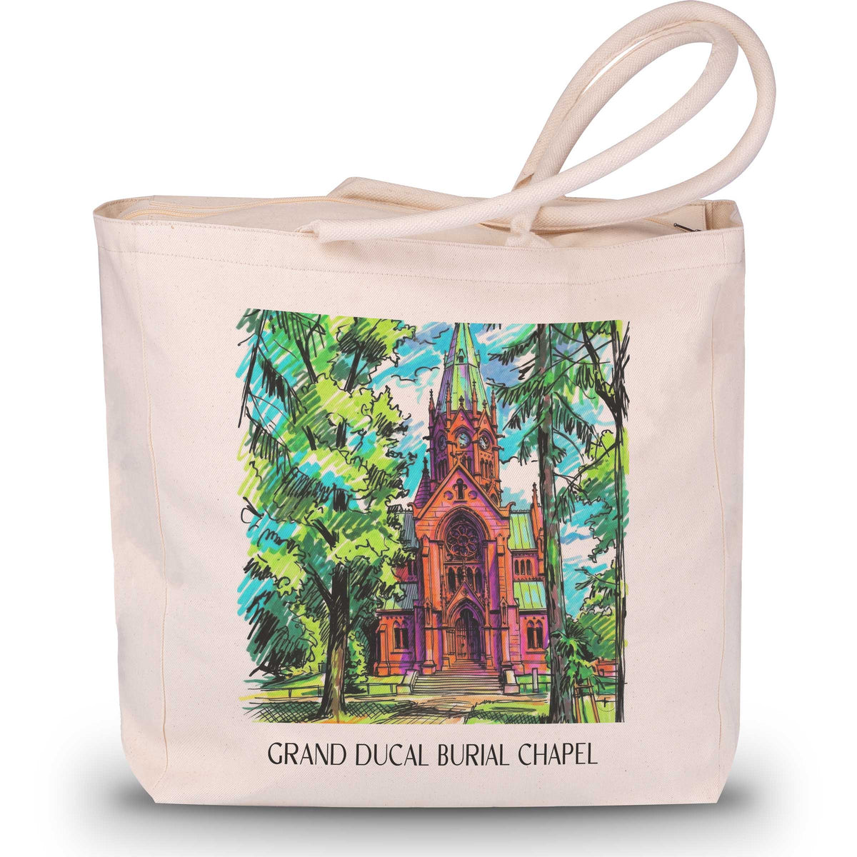 Großherzogliche Grabkapelle Shopping Tasche - Karlsruhe - Deutschland Tote Bag - Einkaufstasche im Tag Graffiti Stil - favplace