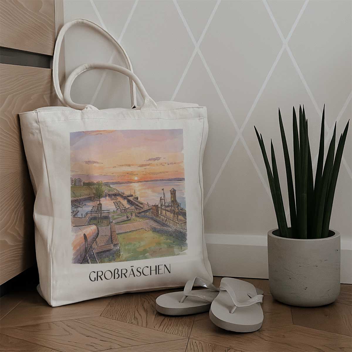 großräschen-brandenburg-deutschland-einkaufstasche-aquarell