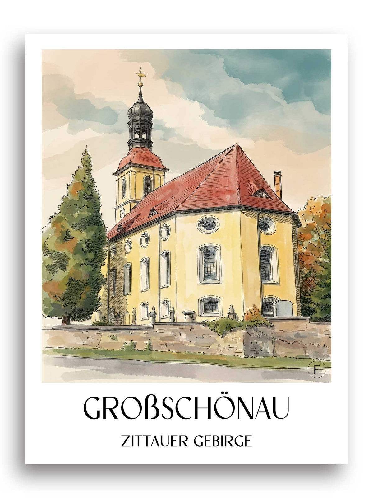 großschönau-zittauer-gebirge-deutschland-poster-aquarell