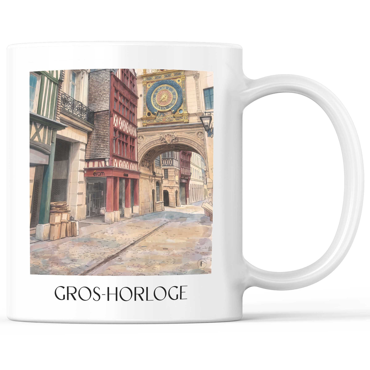 Gros-Horloge Kaffeebecher - Rouen - Frankreich Becher - Kaffeetasse im Aquarell Stil - favplace