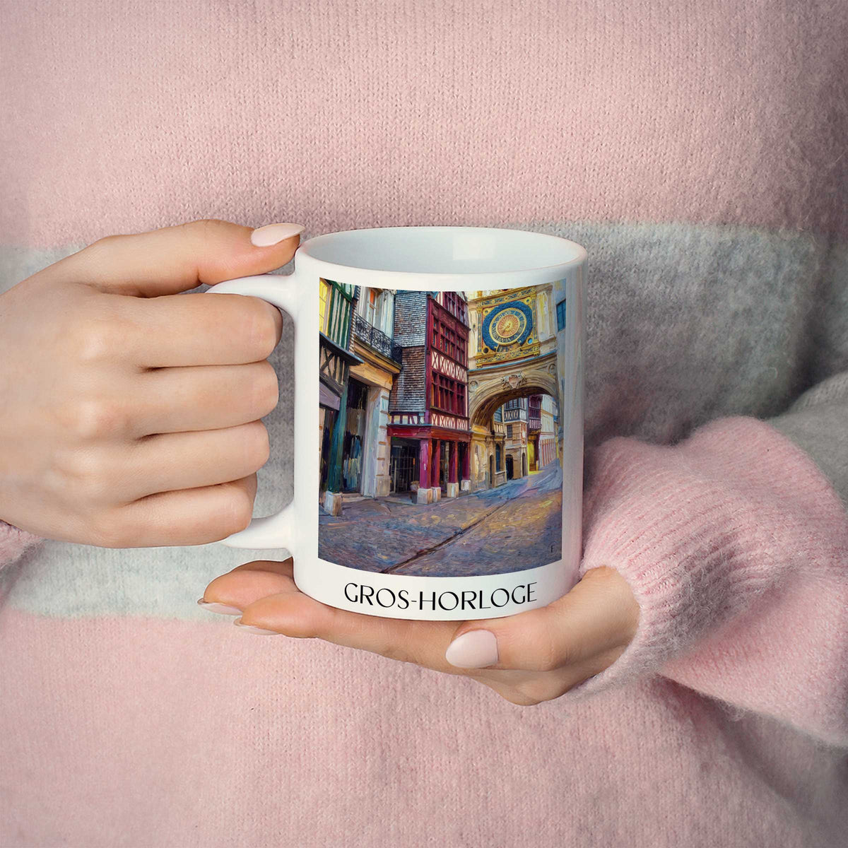gros-horloge-rouen-frankreich-kaffeebecher-oil-painting-oelgemaelde