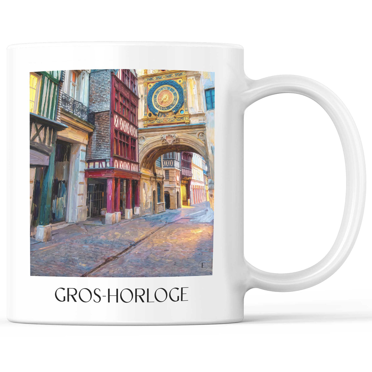Gros-Horloge Kaffeebecher - Rouen - Frankreich Becher - Kaffeetasse im Ölgemälde Stil - favplace