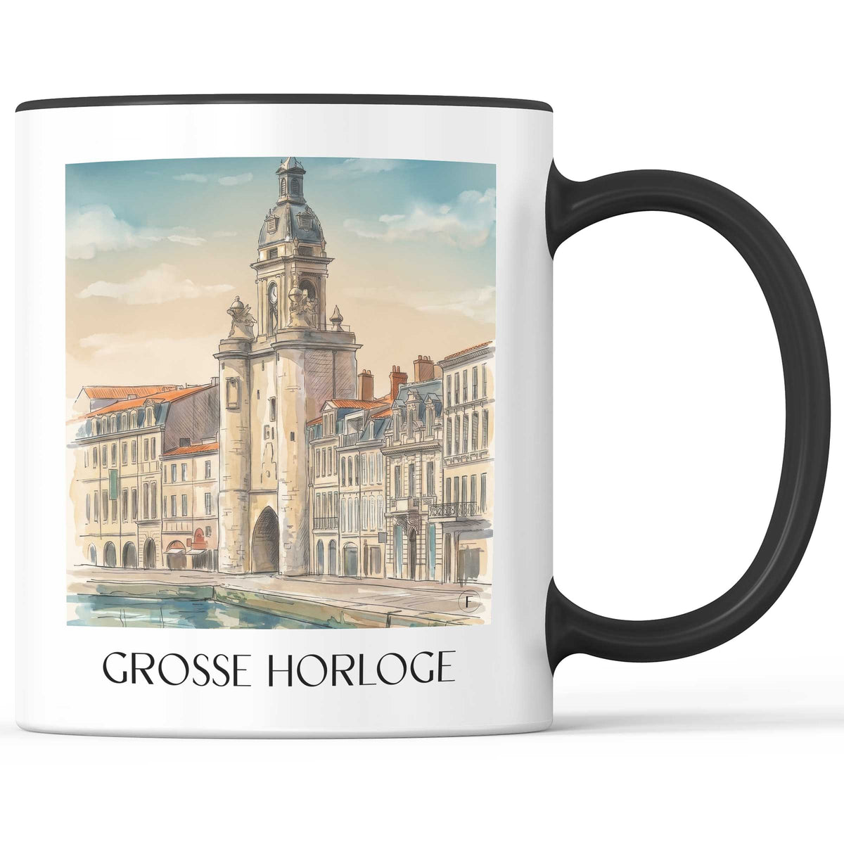 grosse-horloge-la-rochelle-frankreich-kaffeebecher-aquarell