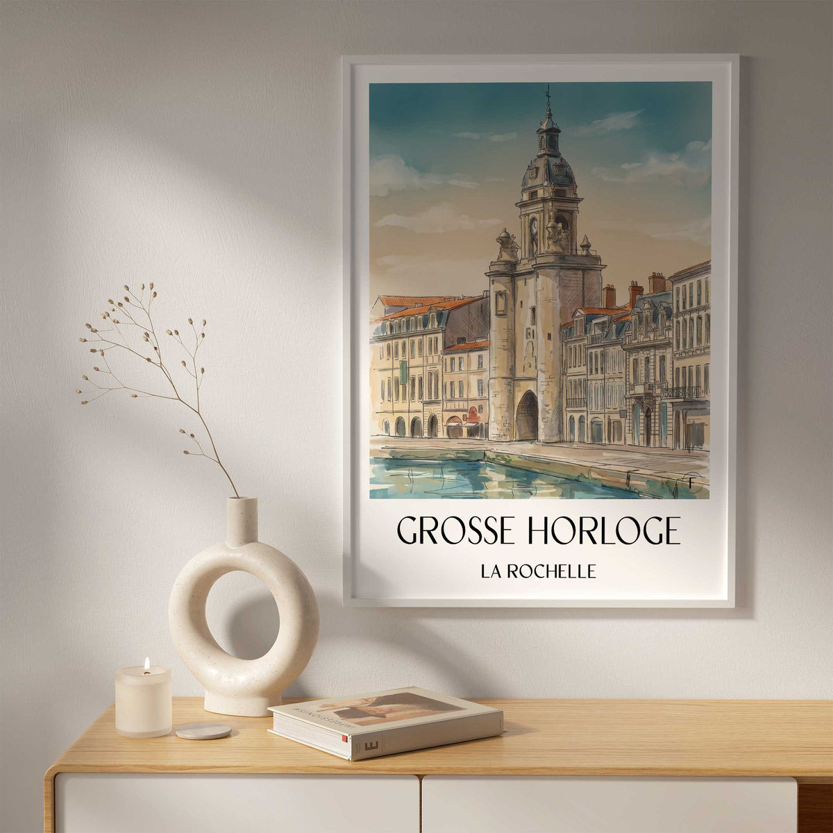 grosse-horloge-la-rochelle-frankreich-poster-aquarell