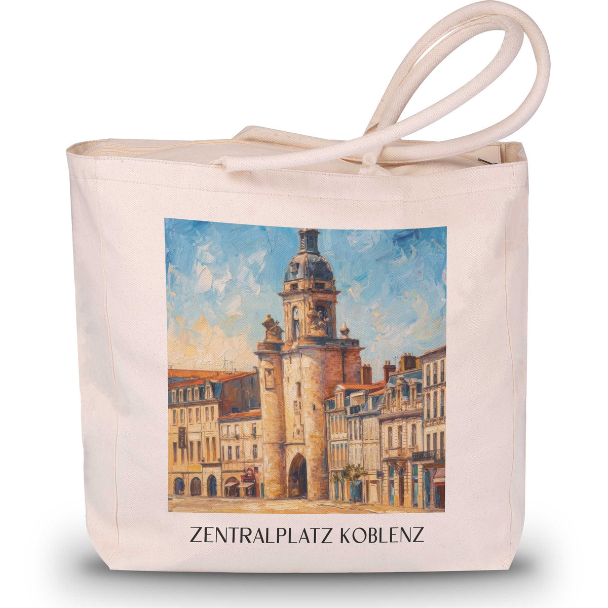 grosse-horloge-la-rochelle-frankreich-einkaufstasche-oil-painting-oelgemaelde