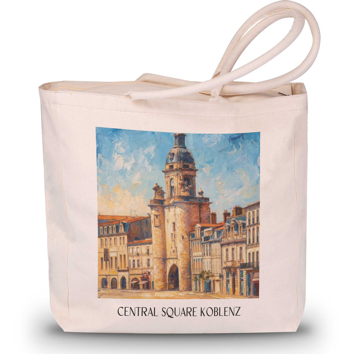 Grosse Horloge Shopping Tasche - La Rochelle - Frankreich Tote Bag - Einkaufstasche im Ölgemälde Stil - favplace