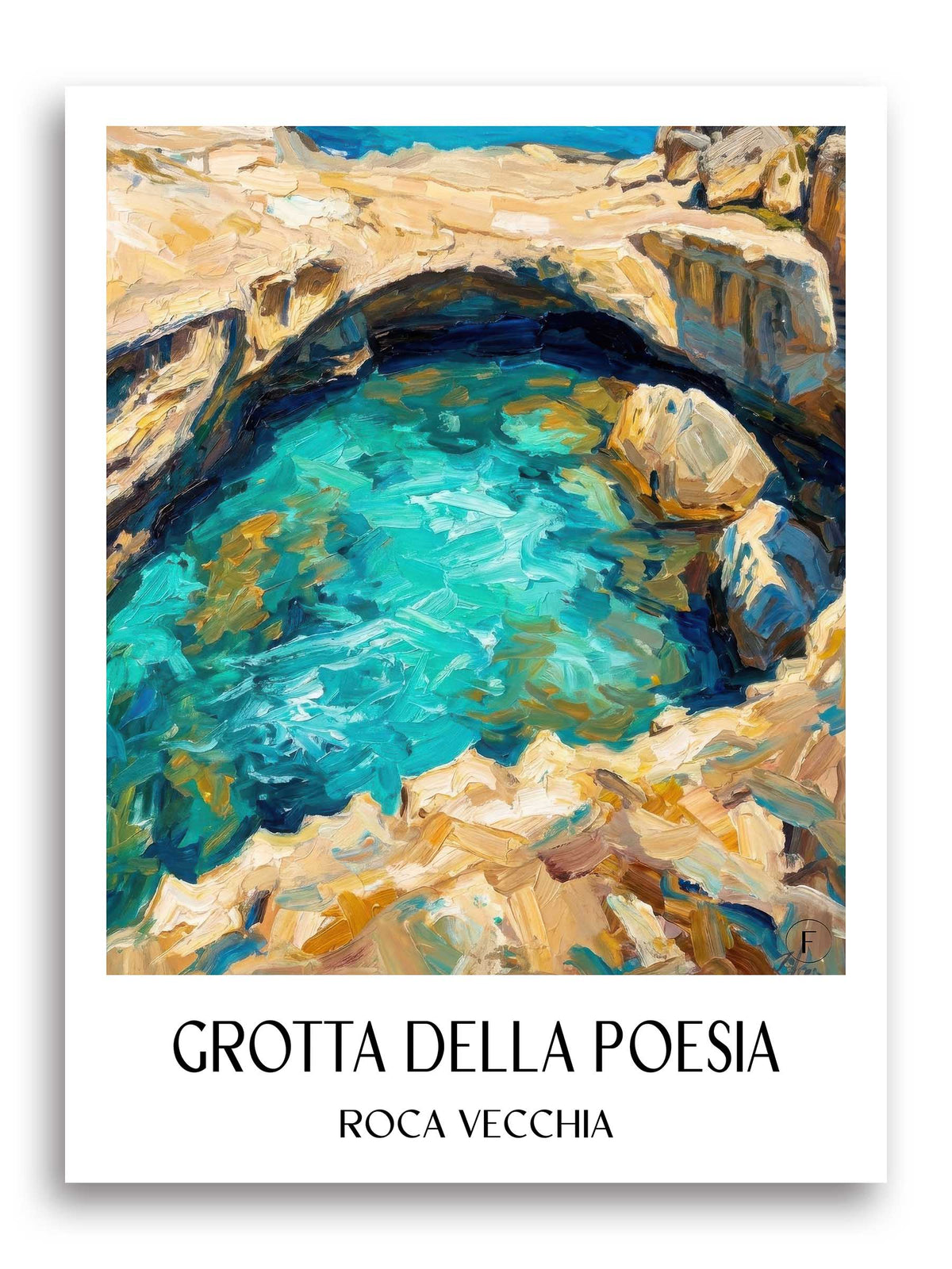 Grotta della Poesia Poster - Roca Vecchia - Italien Kunstdruck - Ölgemälde von A4 bis A1 - favplace