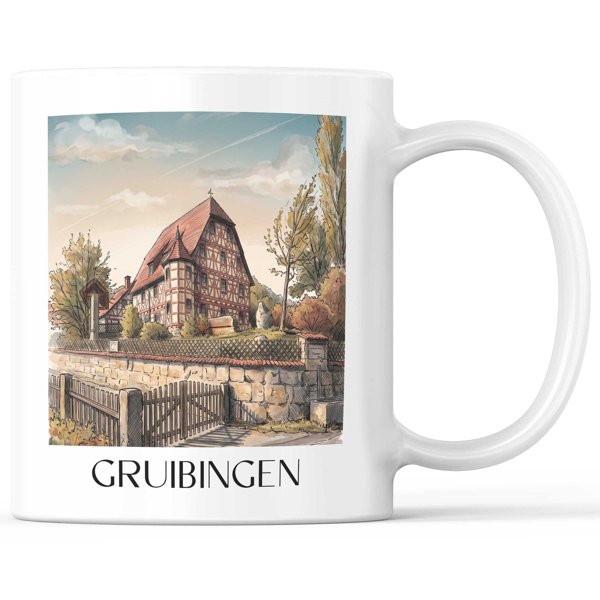 gruibingen-schwäbische-alb-deutschland-kaffeebecher-aquarell