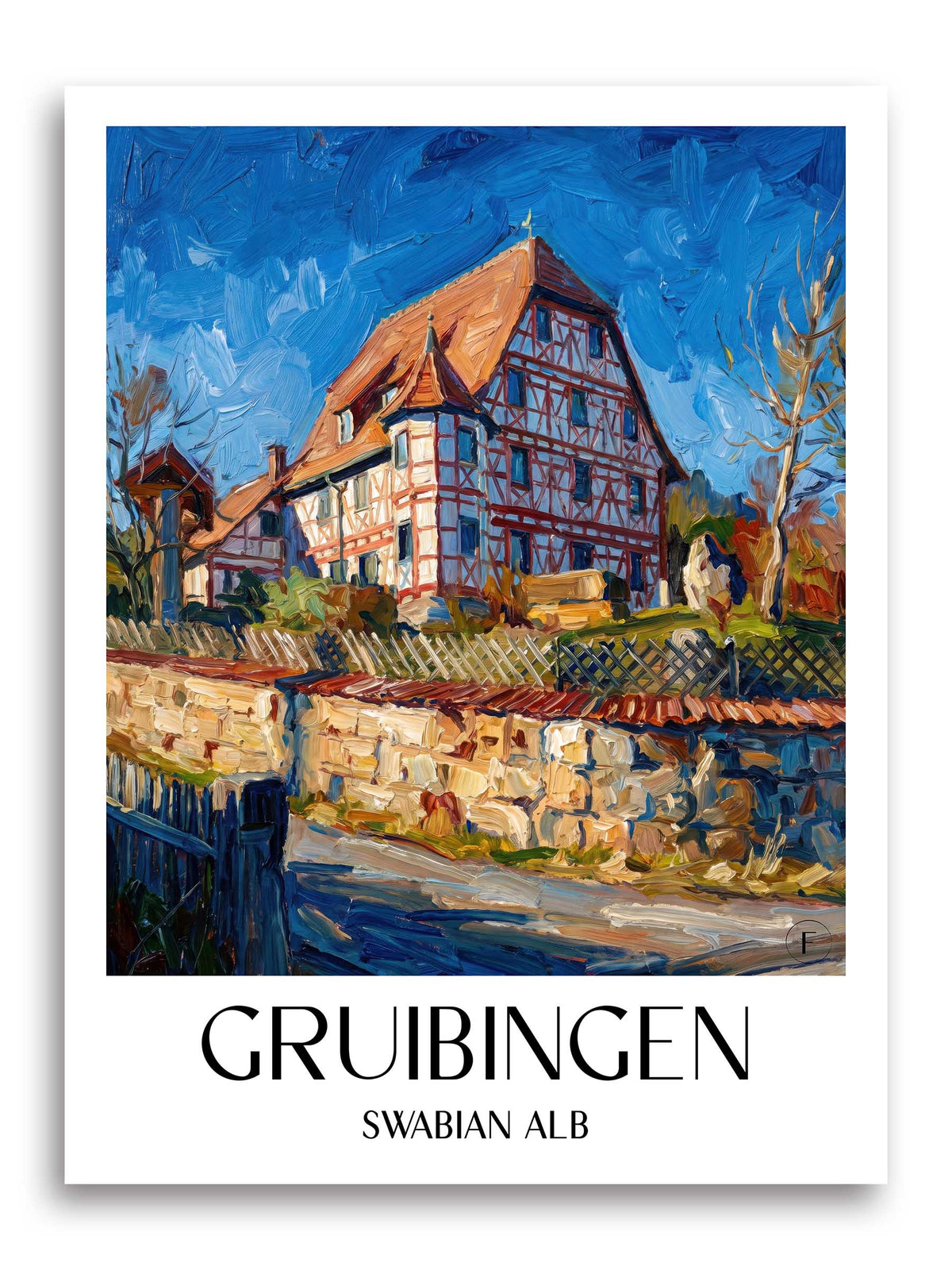 Gruibingen Poster - Schwäbische Alb - Deutschland Kunstdruck - Ölgemälde von A4 bis A1 - favplace