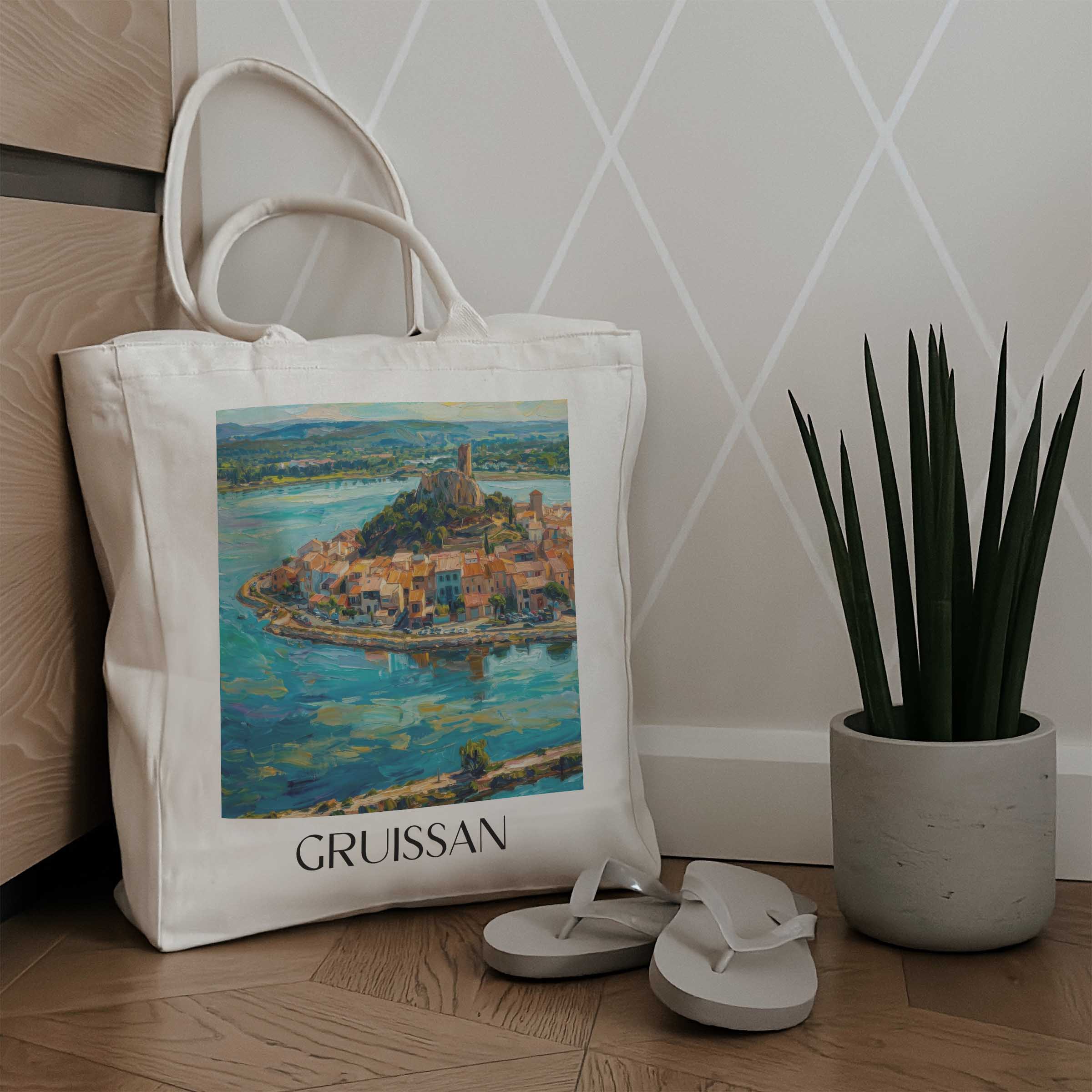 gruissan-littoral-frankreich-einkaufstasche-oil-painting-oelgemaelde