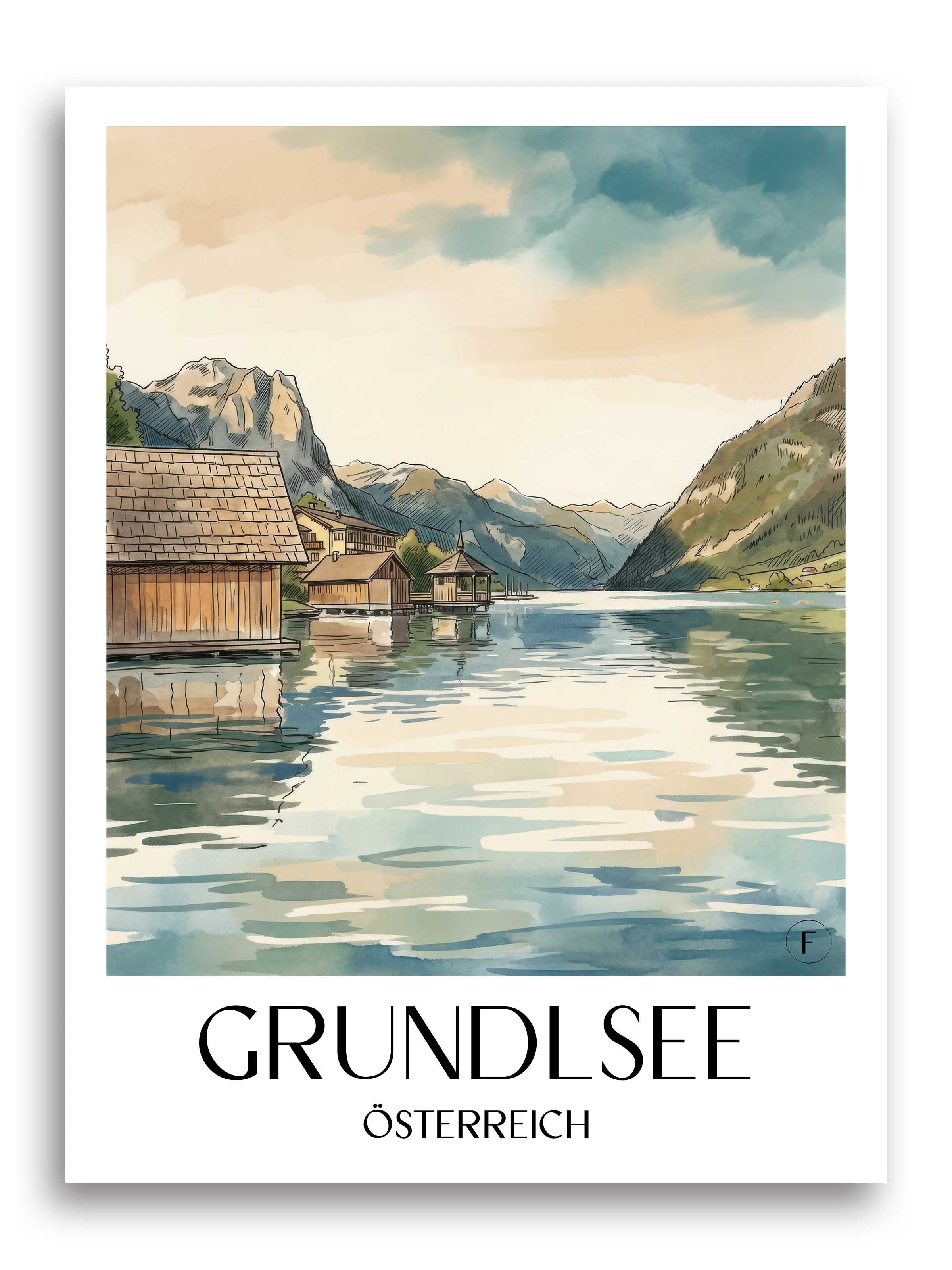 grundlsee-österreich-österreich-poster-aquarell