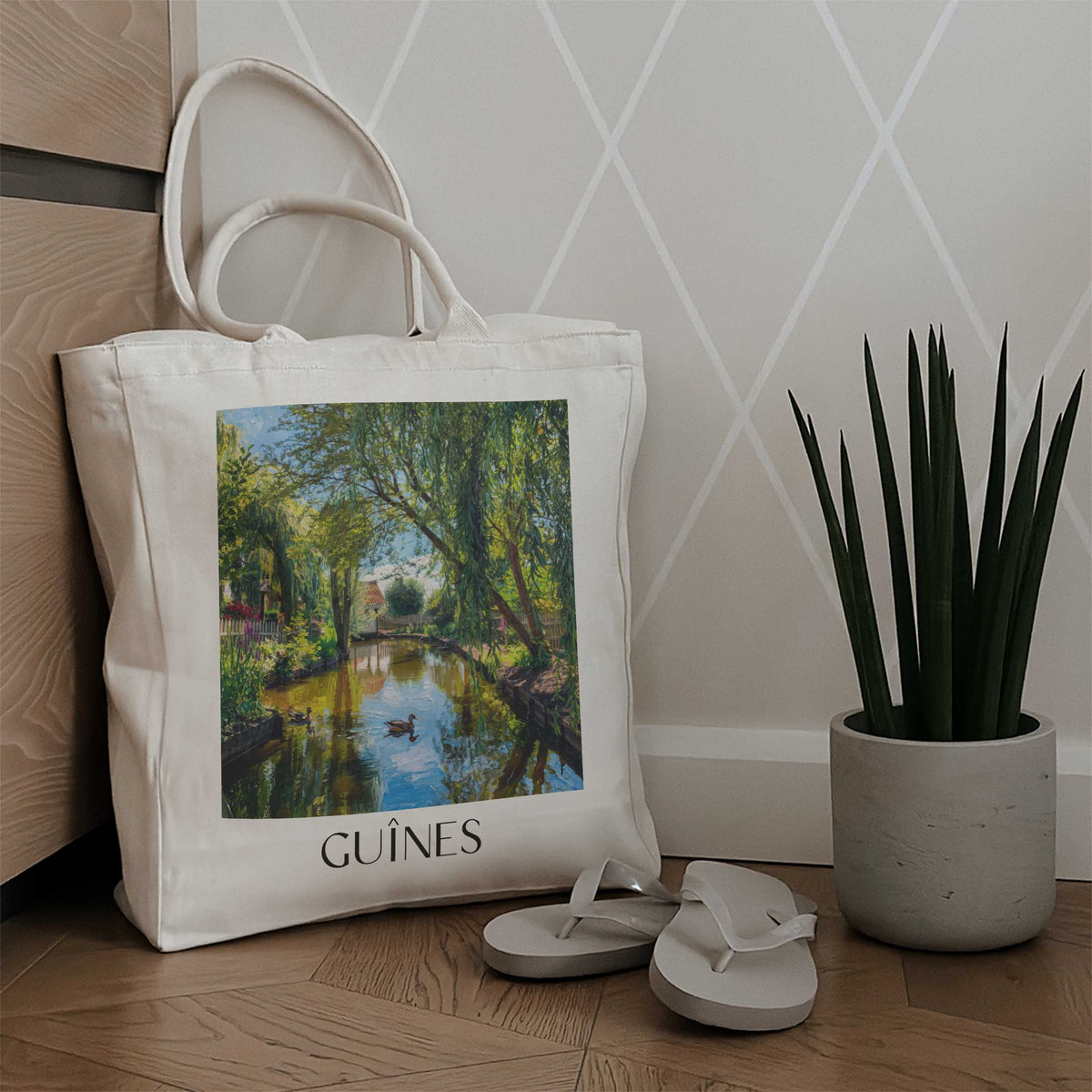 guînes-côte-d'opale-frankreich-einkaufstasche-oil-painting-oelgemaelde
