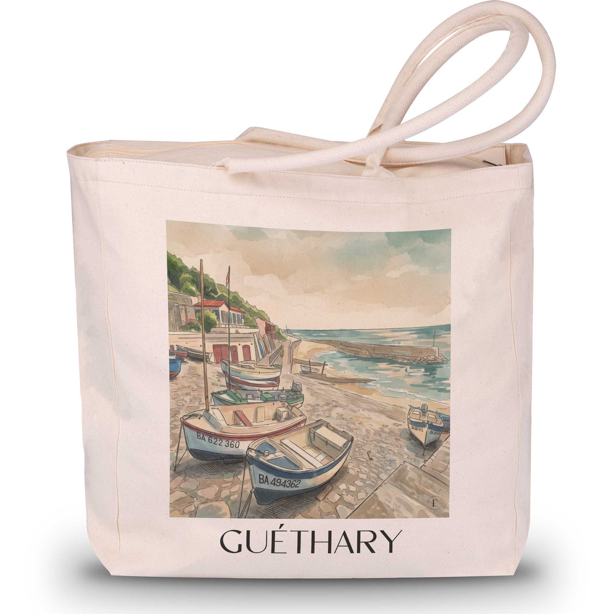 guéthary-pays-basque-frankreich-einkaufstasche-aquarell
