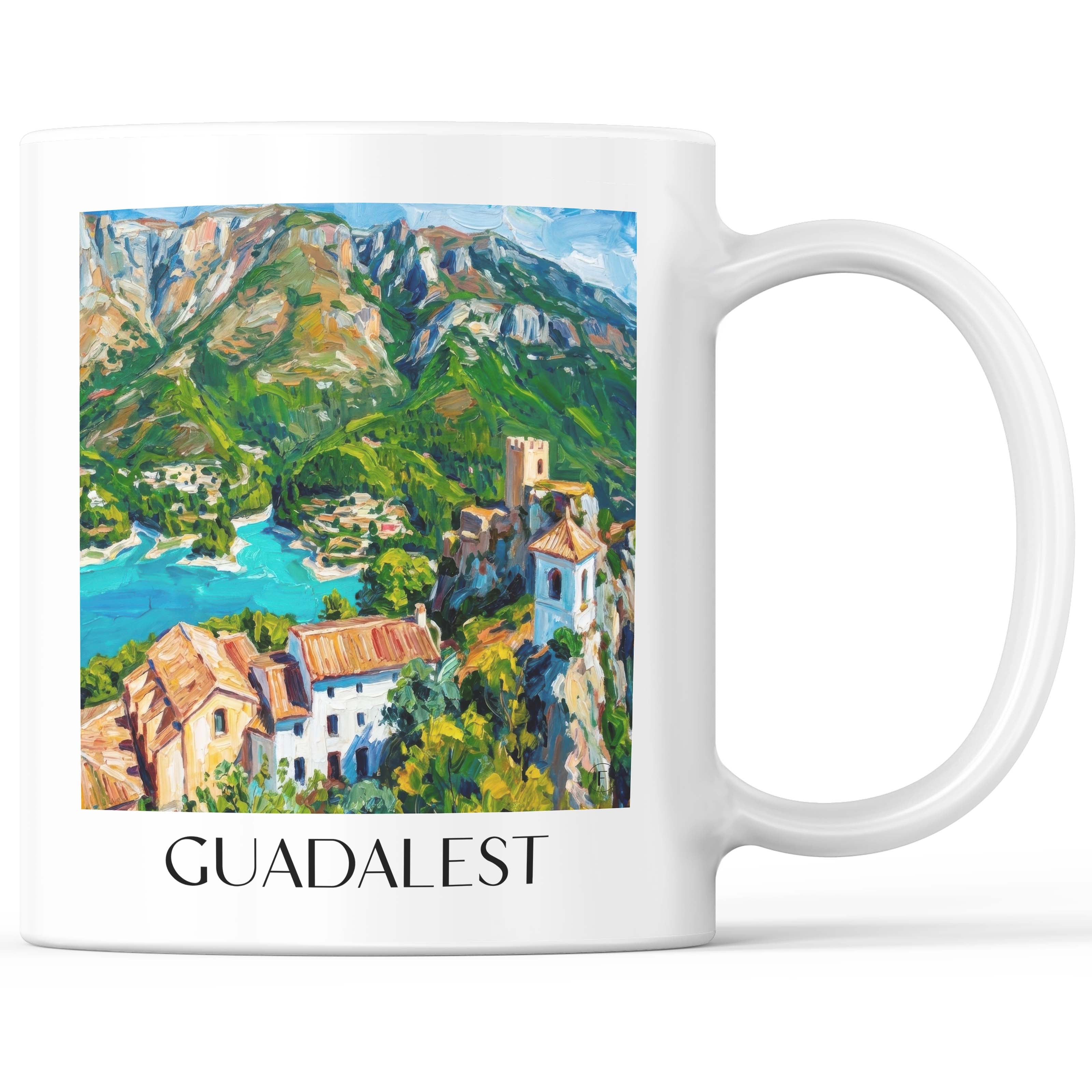 Guadalest Kaffeebecher - Spanien - Spanien Becher - Kaffeetasse im Ölgemälde Stil - favplace