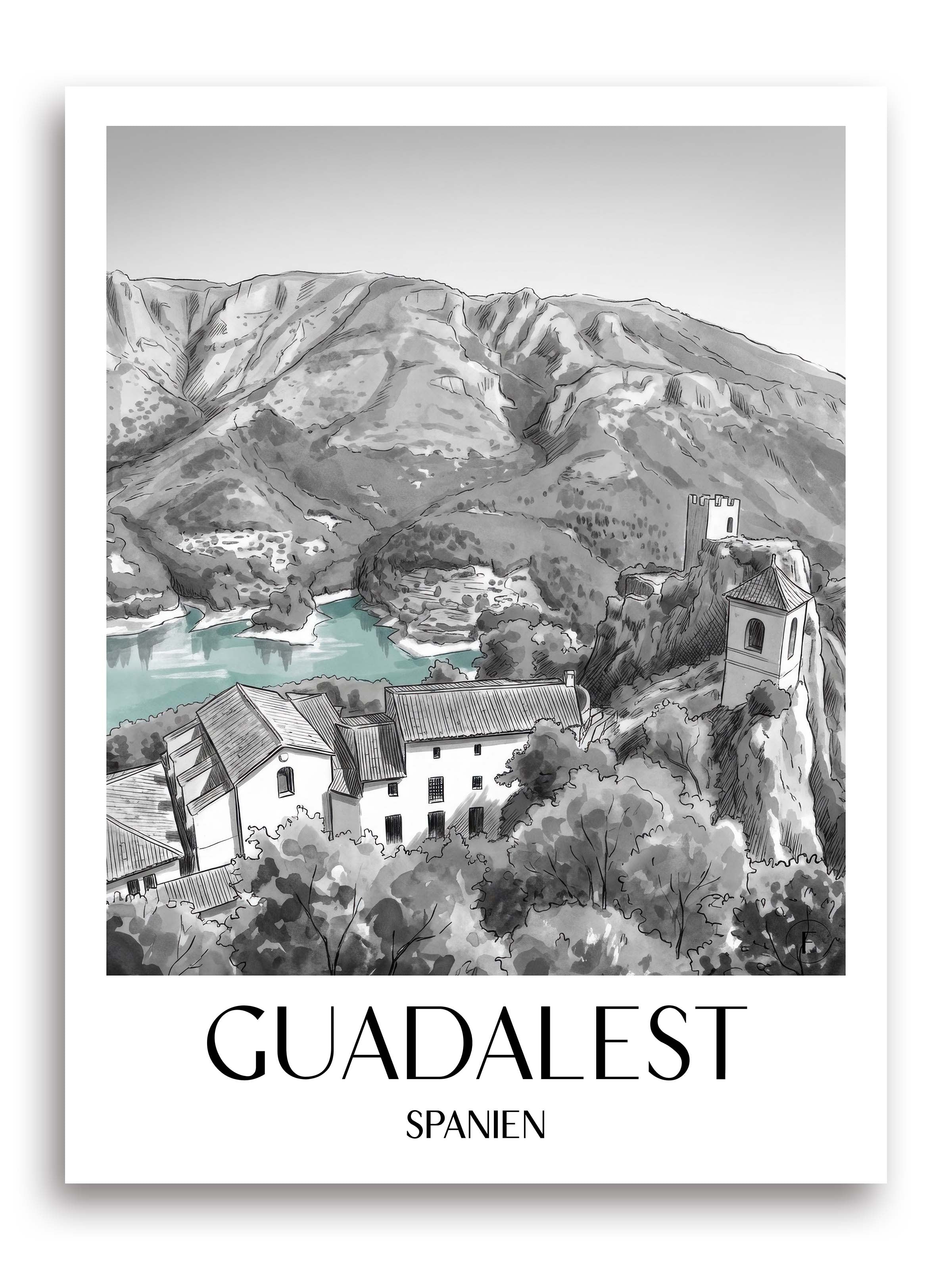 guadalest-spanien-spanien-poster-aquarell-schwarz-weiss