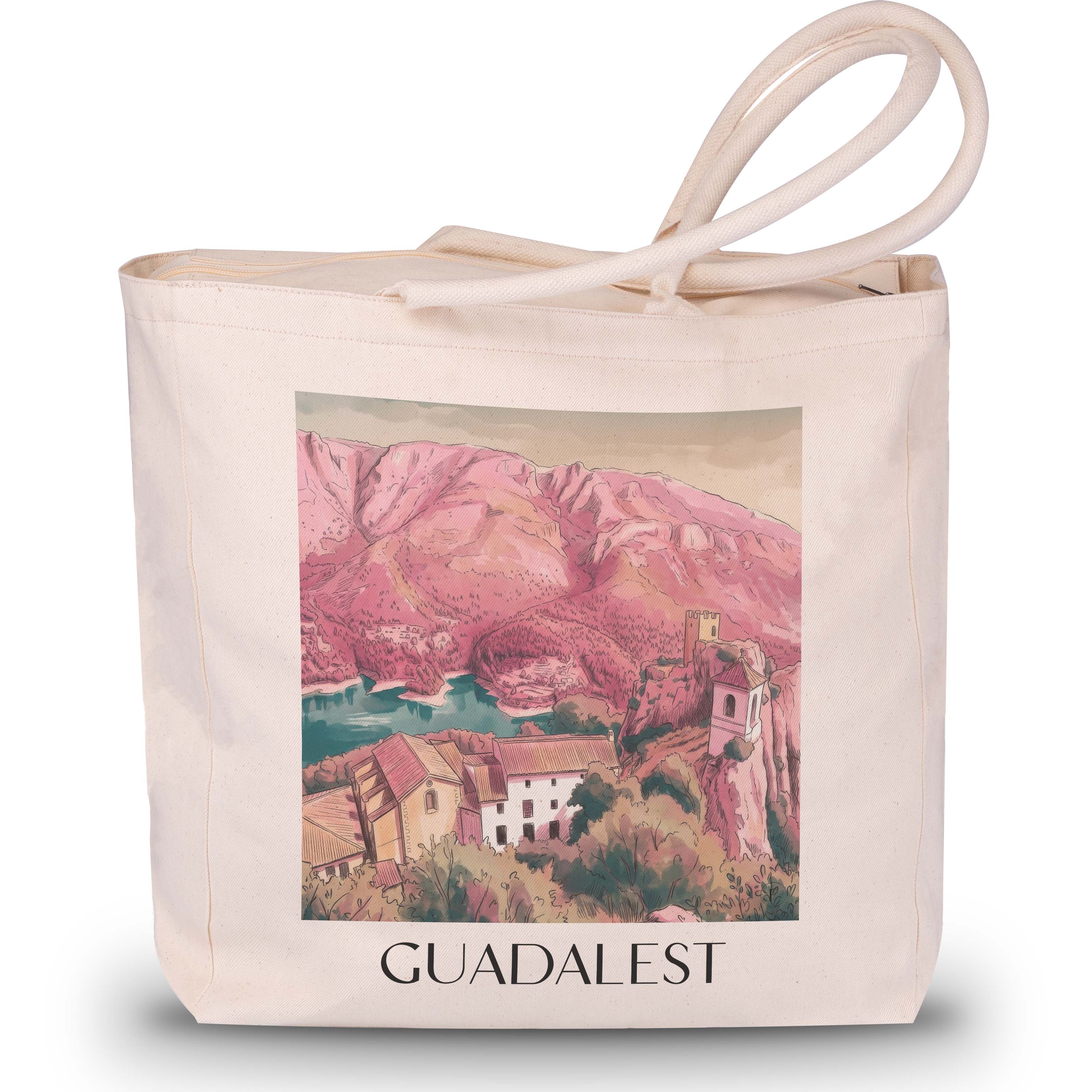 guadalest-spanien-spanien-einkaufstasche-aquarell-pink-rosa