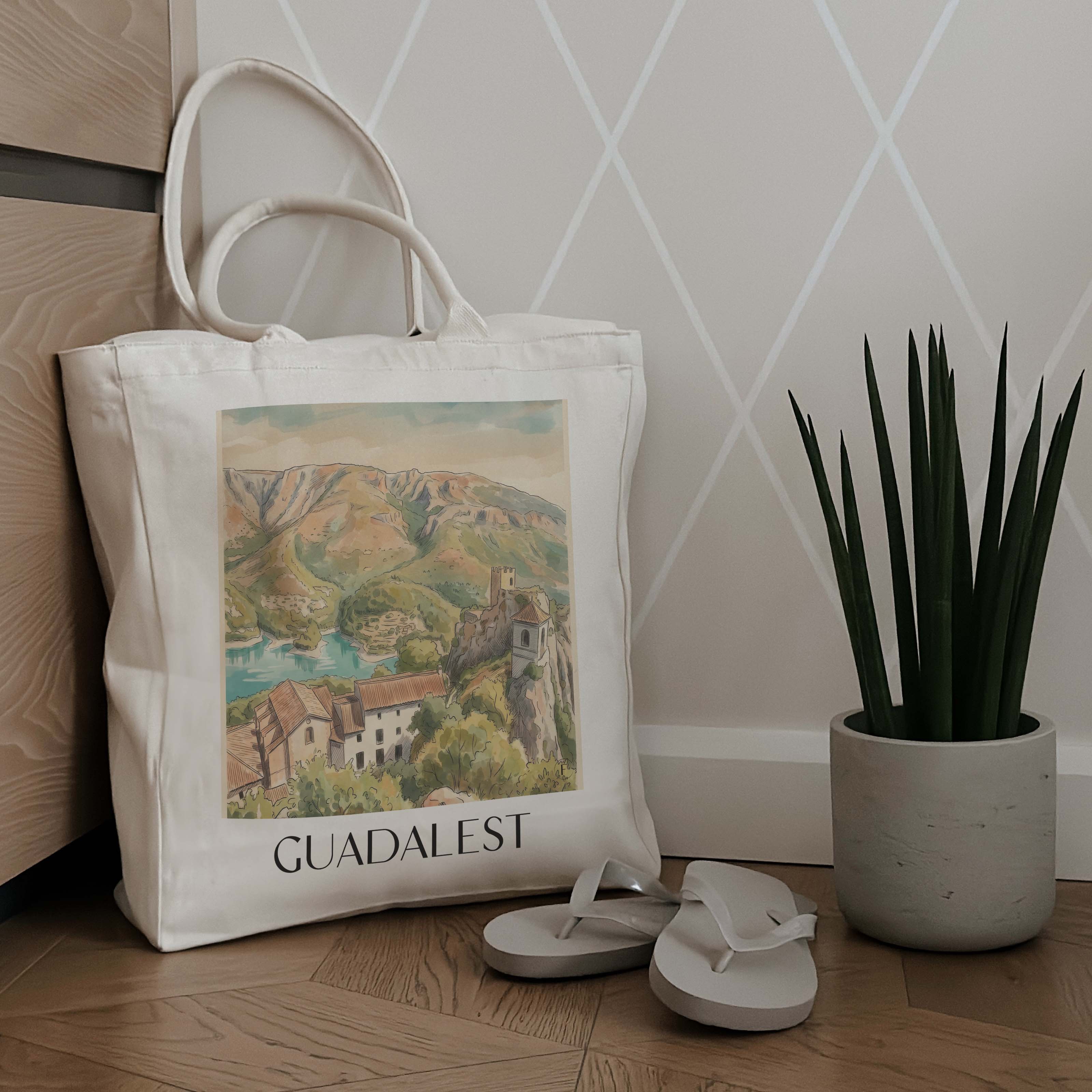 guadalest-spanien-spanien-einkaufstasche-aquarell