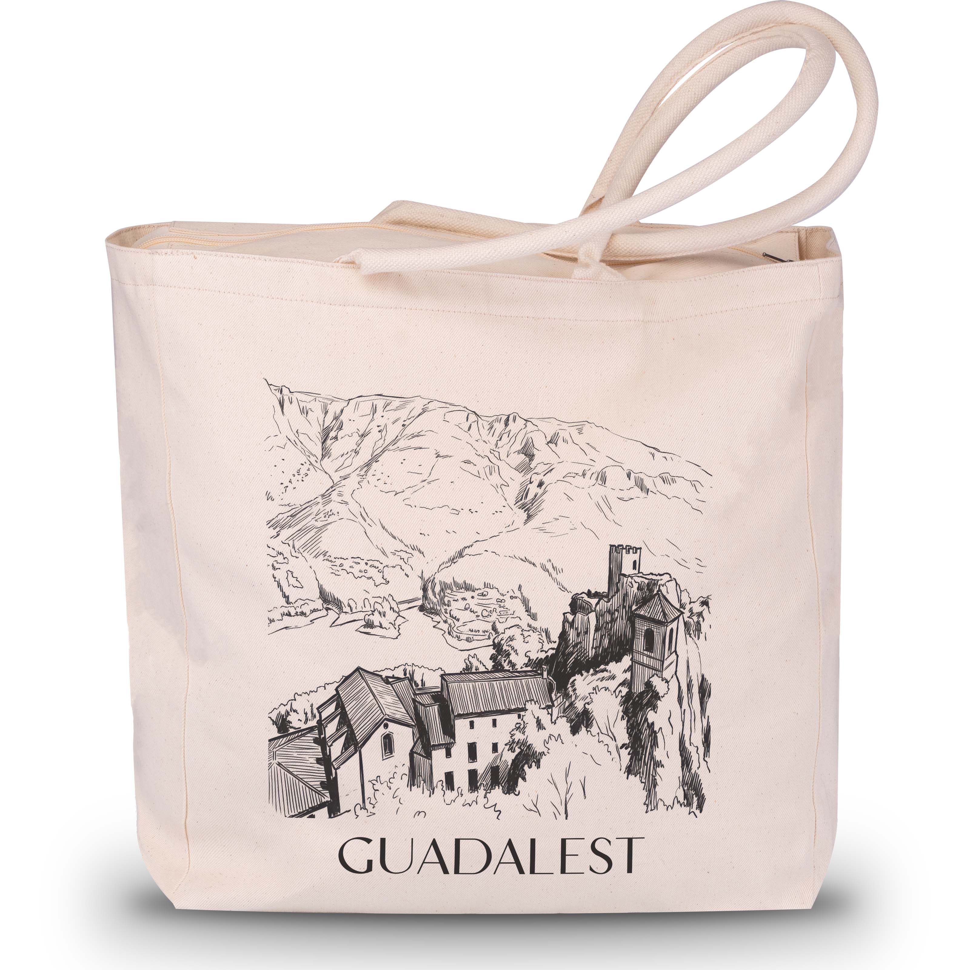 Guadalest Shopping Tasche - Spanien - Spanien Tote Bag - Einkaufstasche im Skizze Stil - favplace