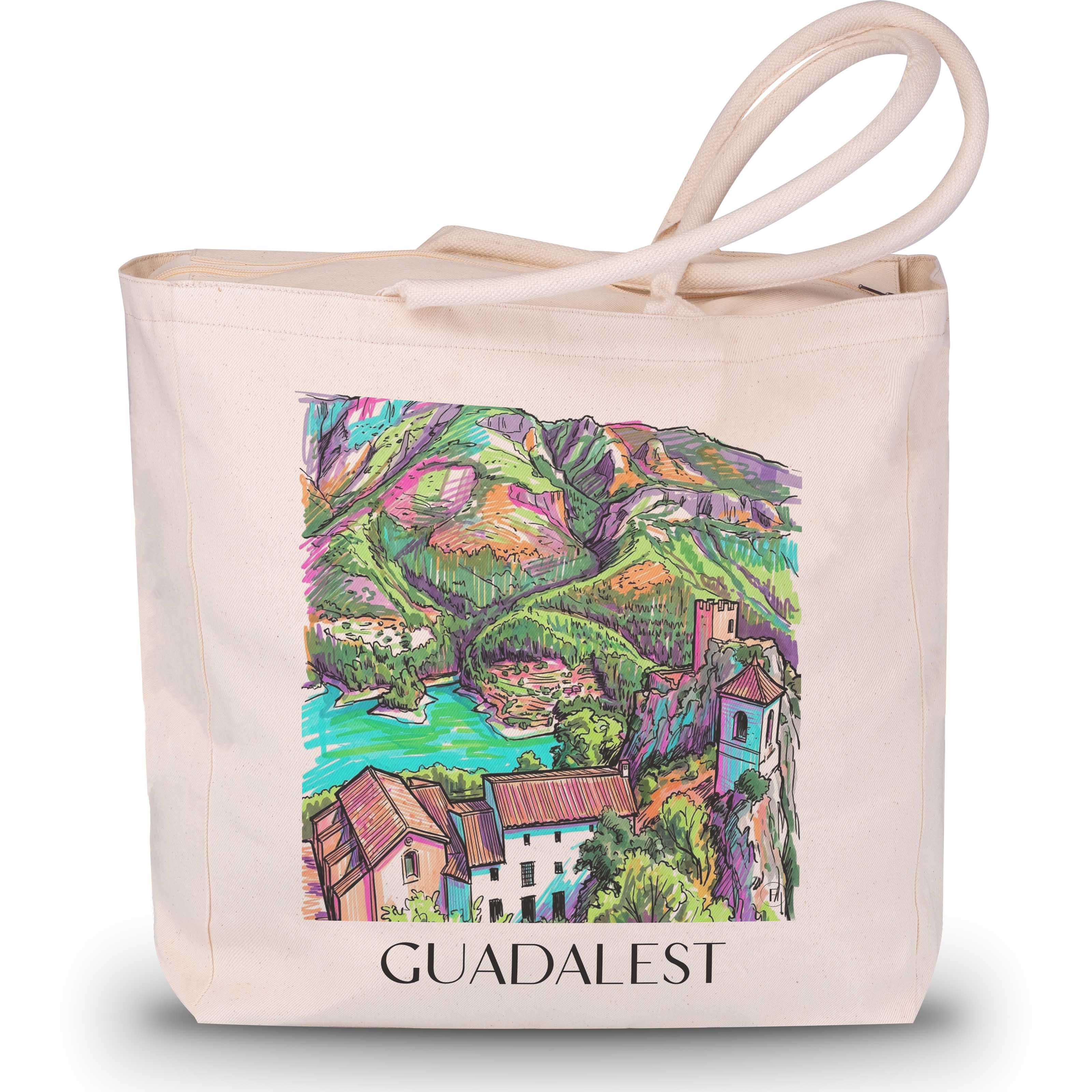 Guadalest Shopping Tasche - Spanien - Spanien Tote Bag - Einkaufstasche im Tag Graffiti Stil - favplace