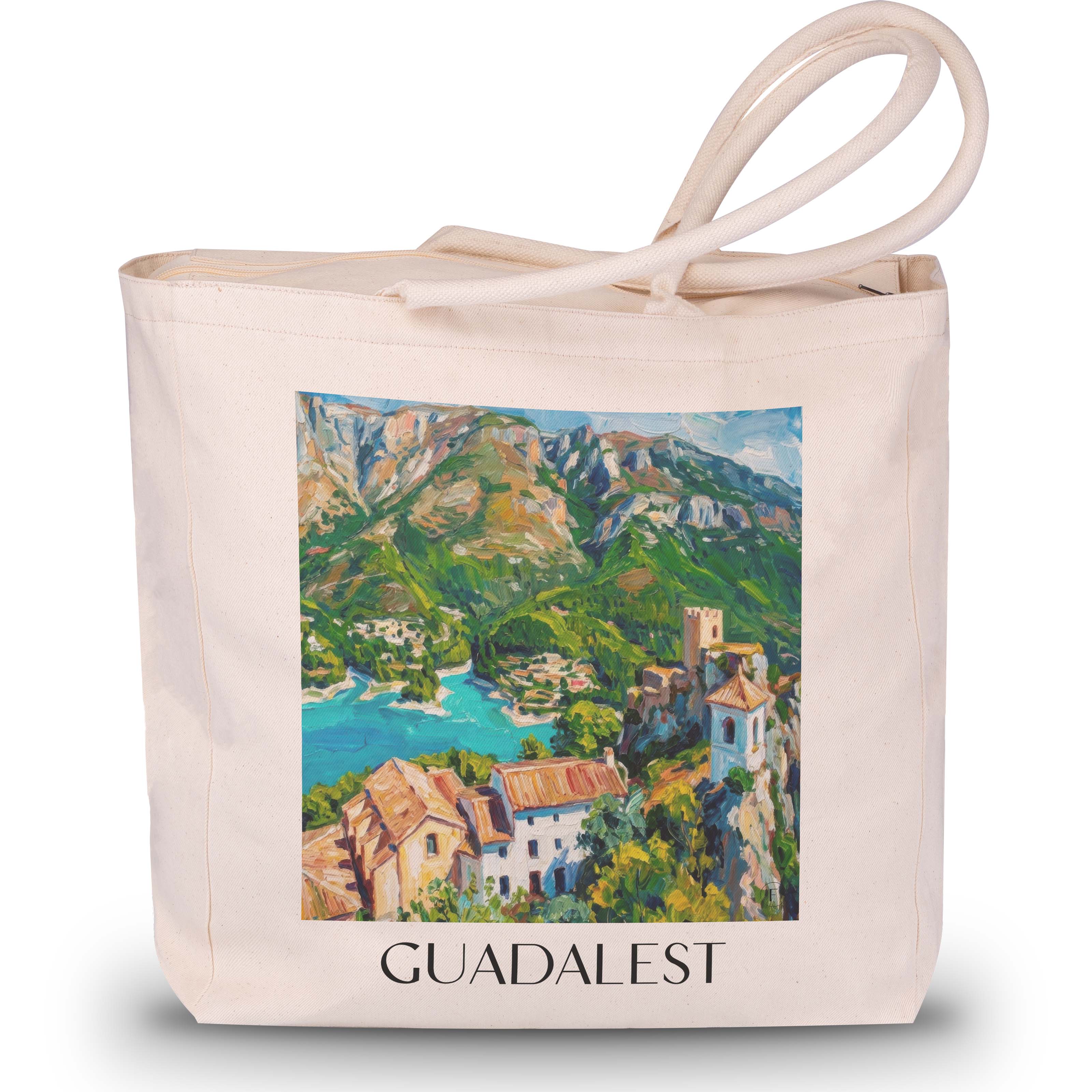 Guadalest Shopping Tasche - Spanien - Spanien Tote Bag - Einkaufstasche im Ölgemälde Stil - favplace