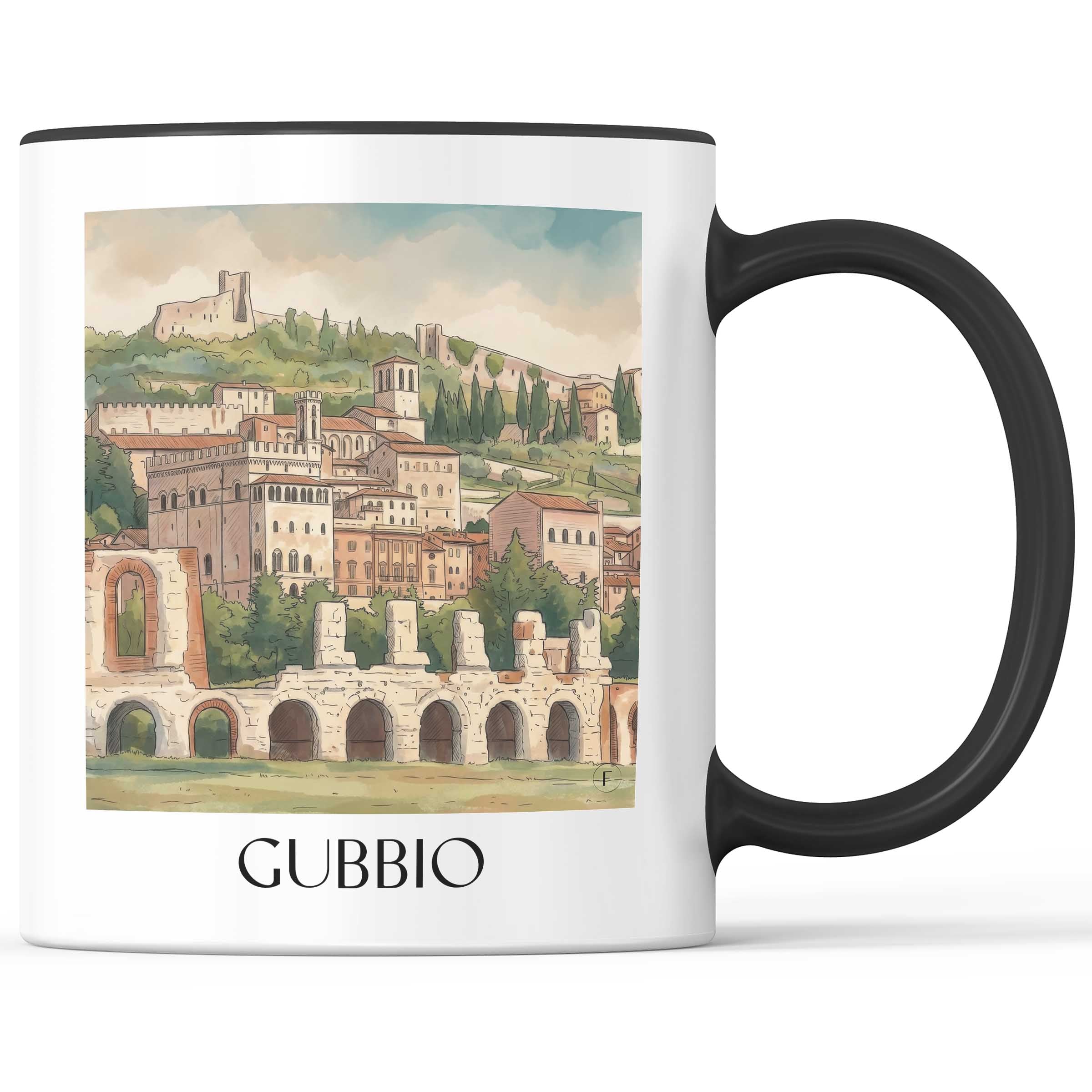 gubbio-umbrien-italien-kaffeebecher-aquarell