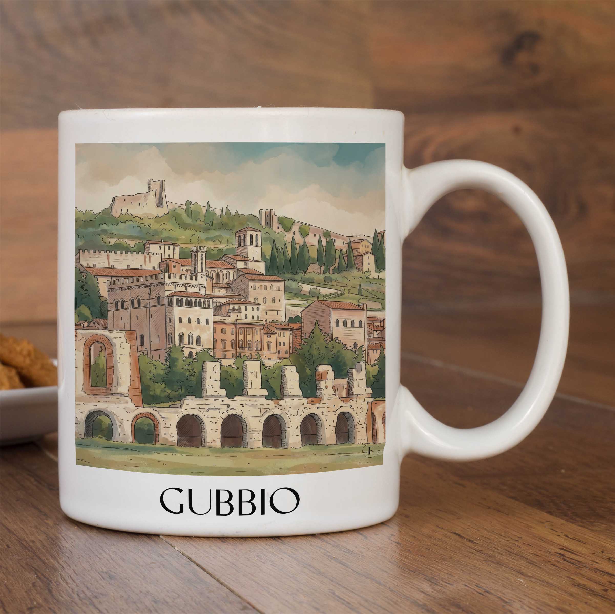 gubbio-umbrien-italien-kaffeebecher-aquarell