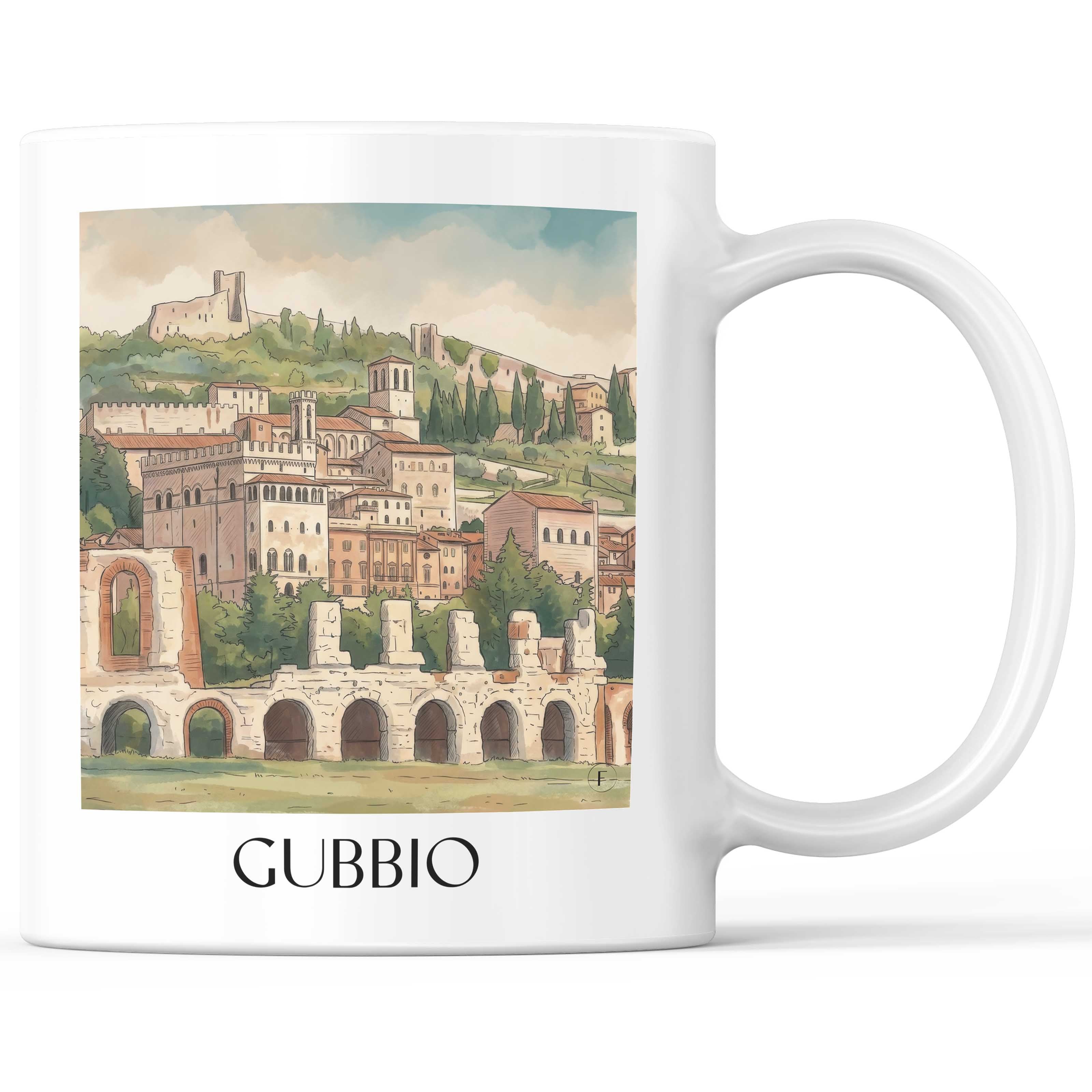 gubbio-umbrien-italien-kaffeebecher-aquarell