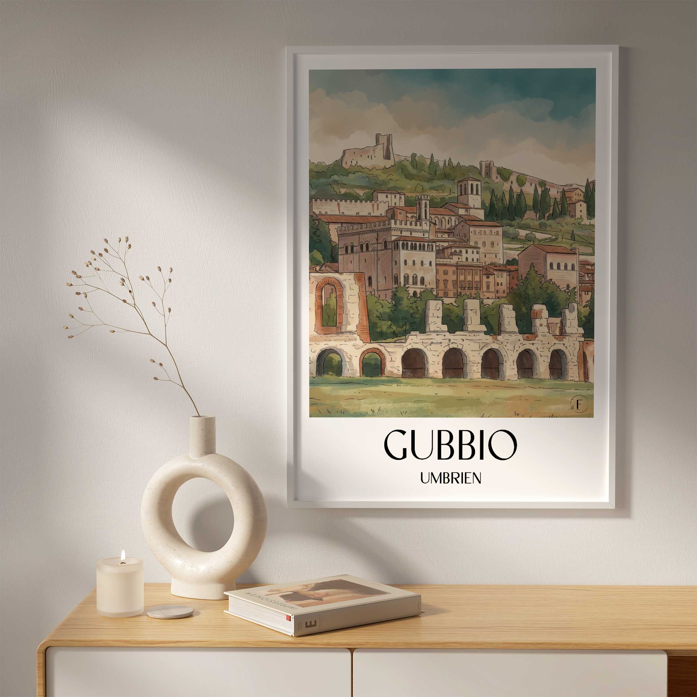 gubbio-umbrien-italien-poster-aquarell