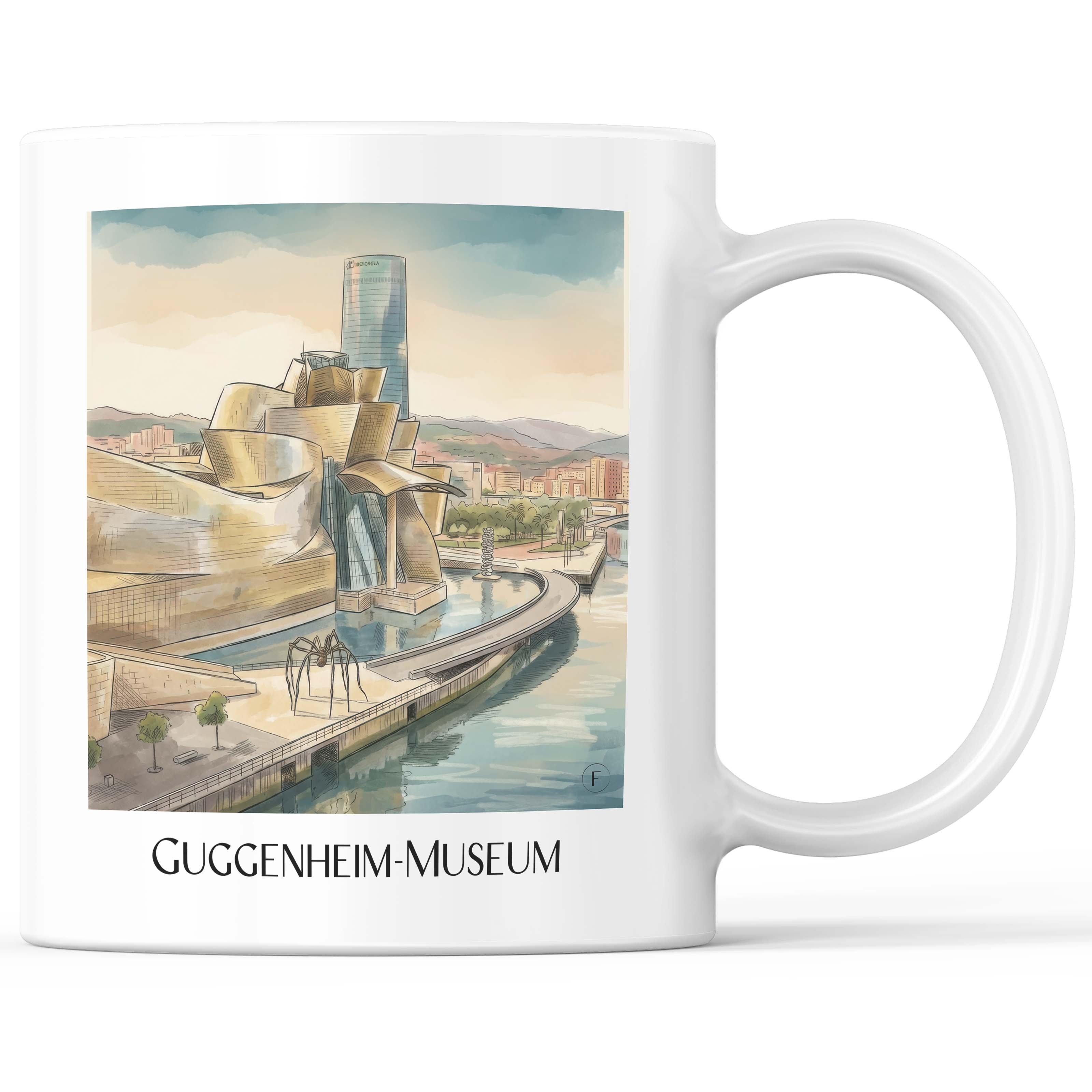 Guggenheim-Museum Kaffeebecher - Bilbao - Spanien Becher - Kaffeetasse im Aquarell Stil - favplace