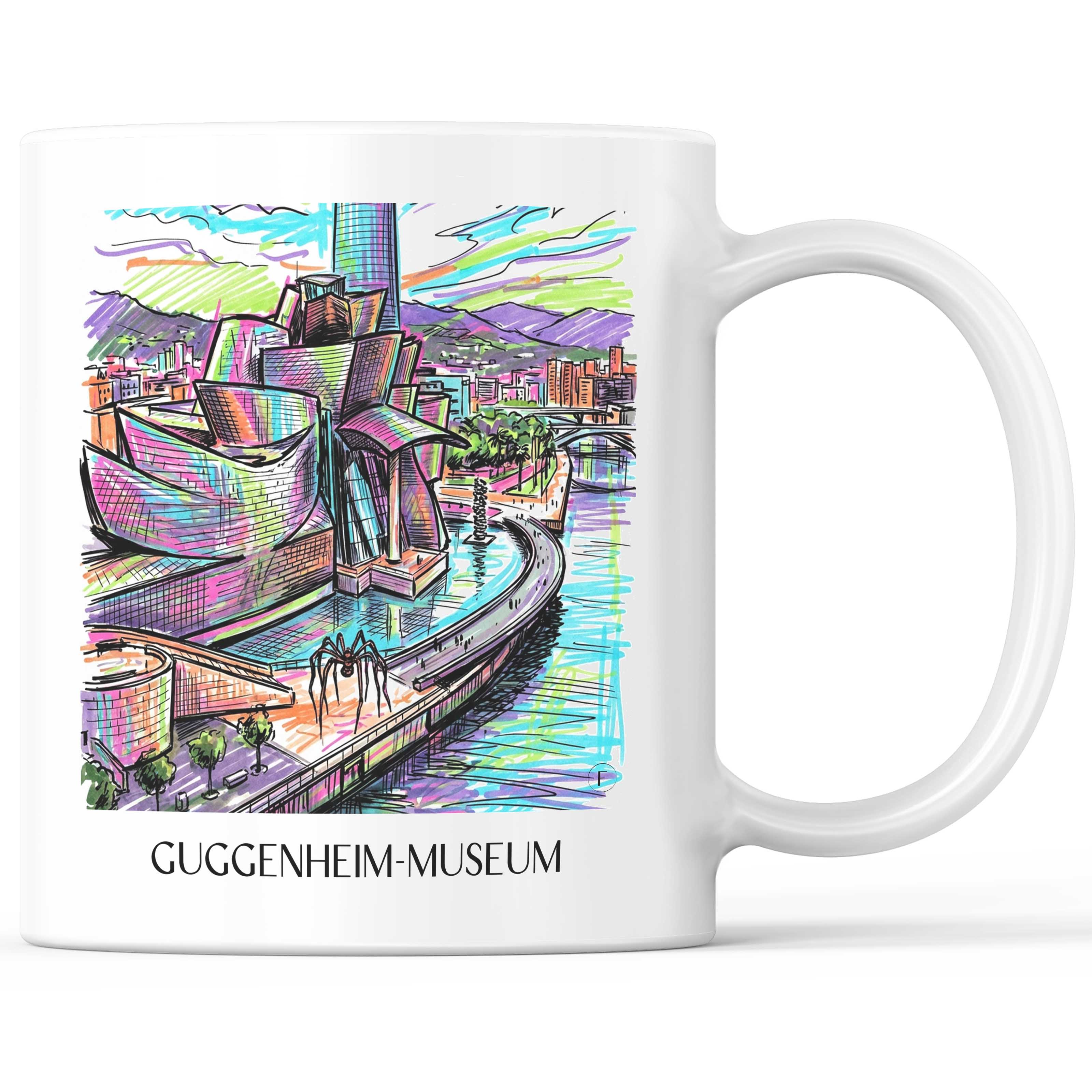 Guggenheim-Museum Kaffeebecher - Bilbao - Spanien Becher - Kaffeetasse im Tag Graffiti Stil - favplace