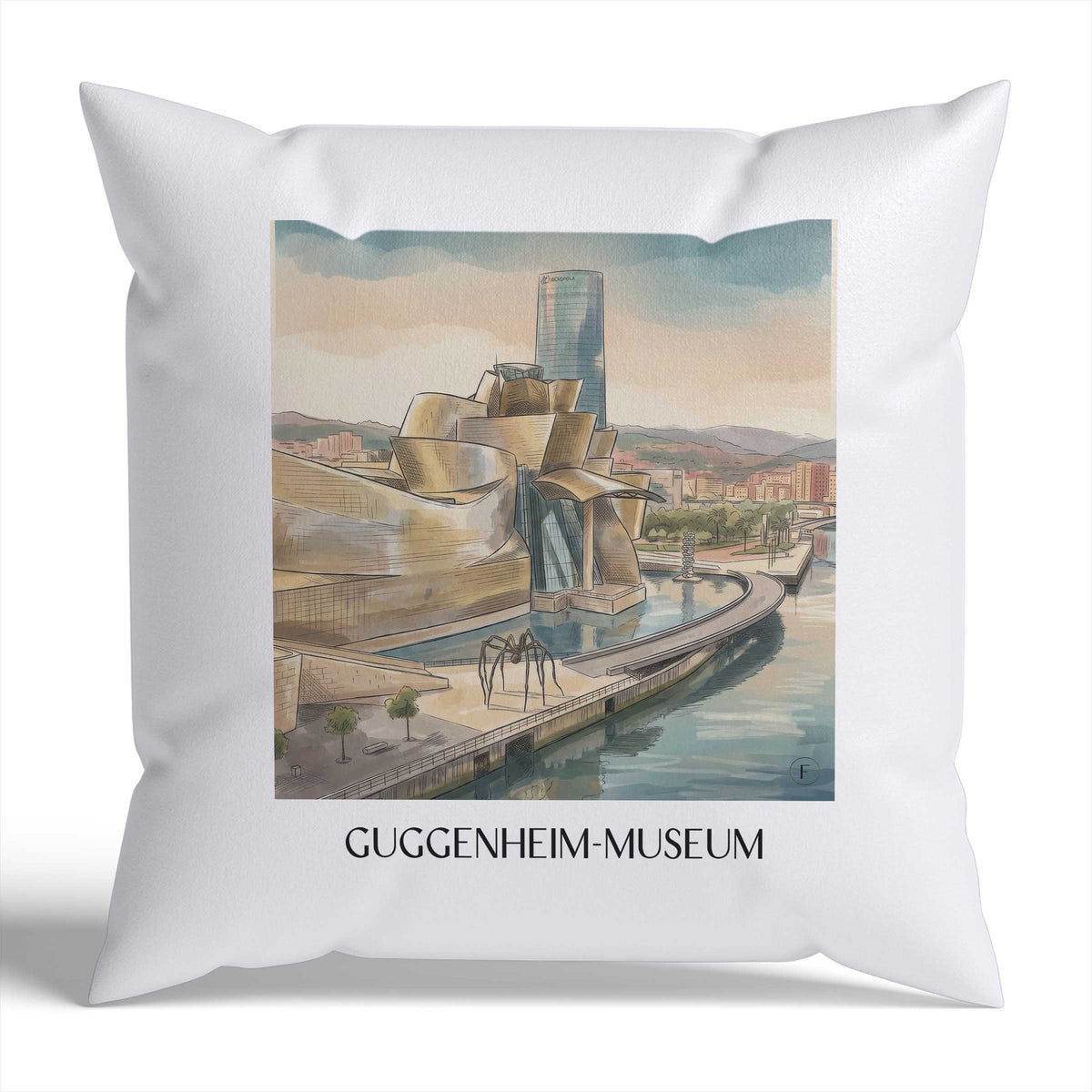 guggenheim-museum-bilbao-spanien-kissenbezug-aquarell