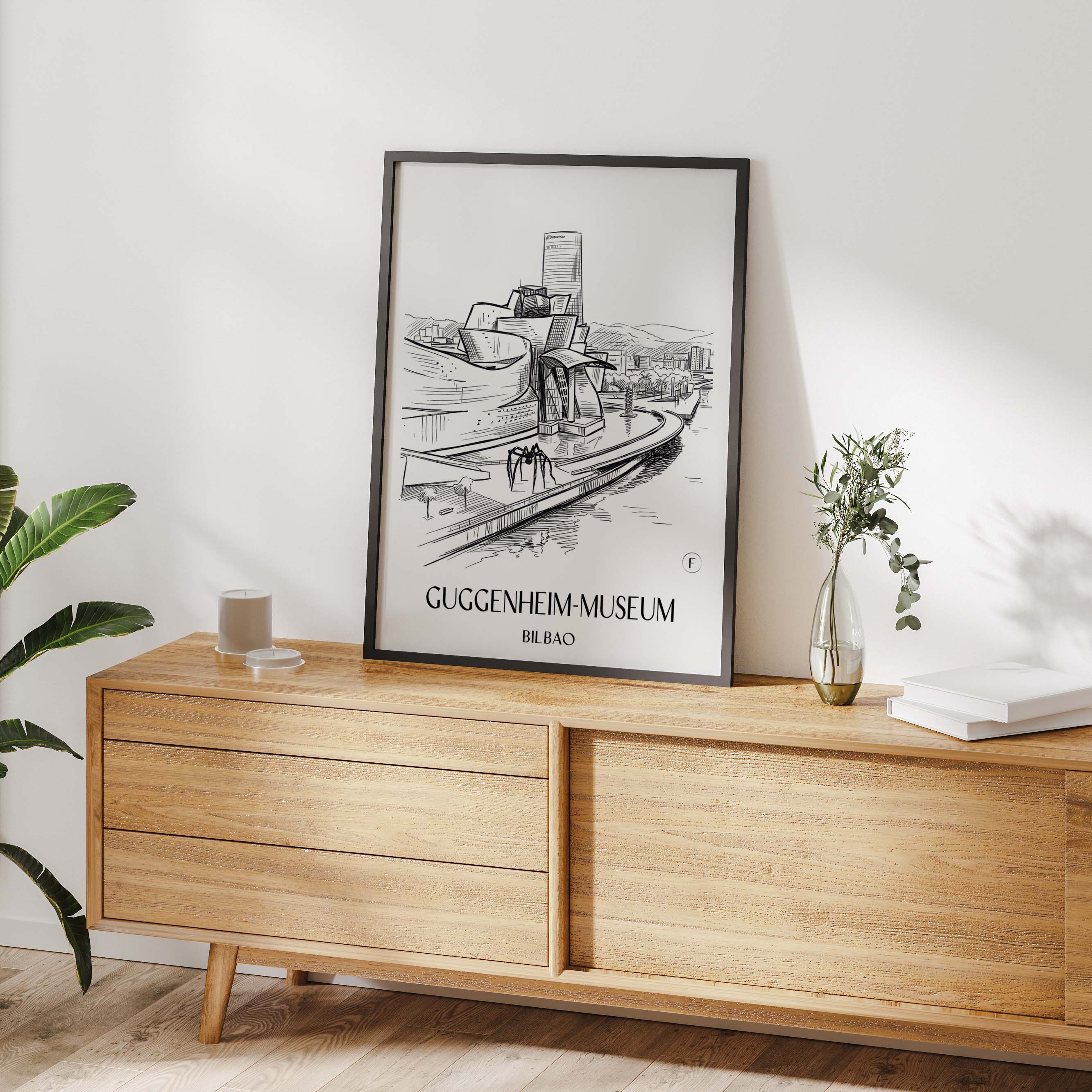 guggenheim-museum-bilbao-spanien-poster-skizze
