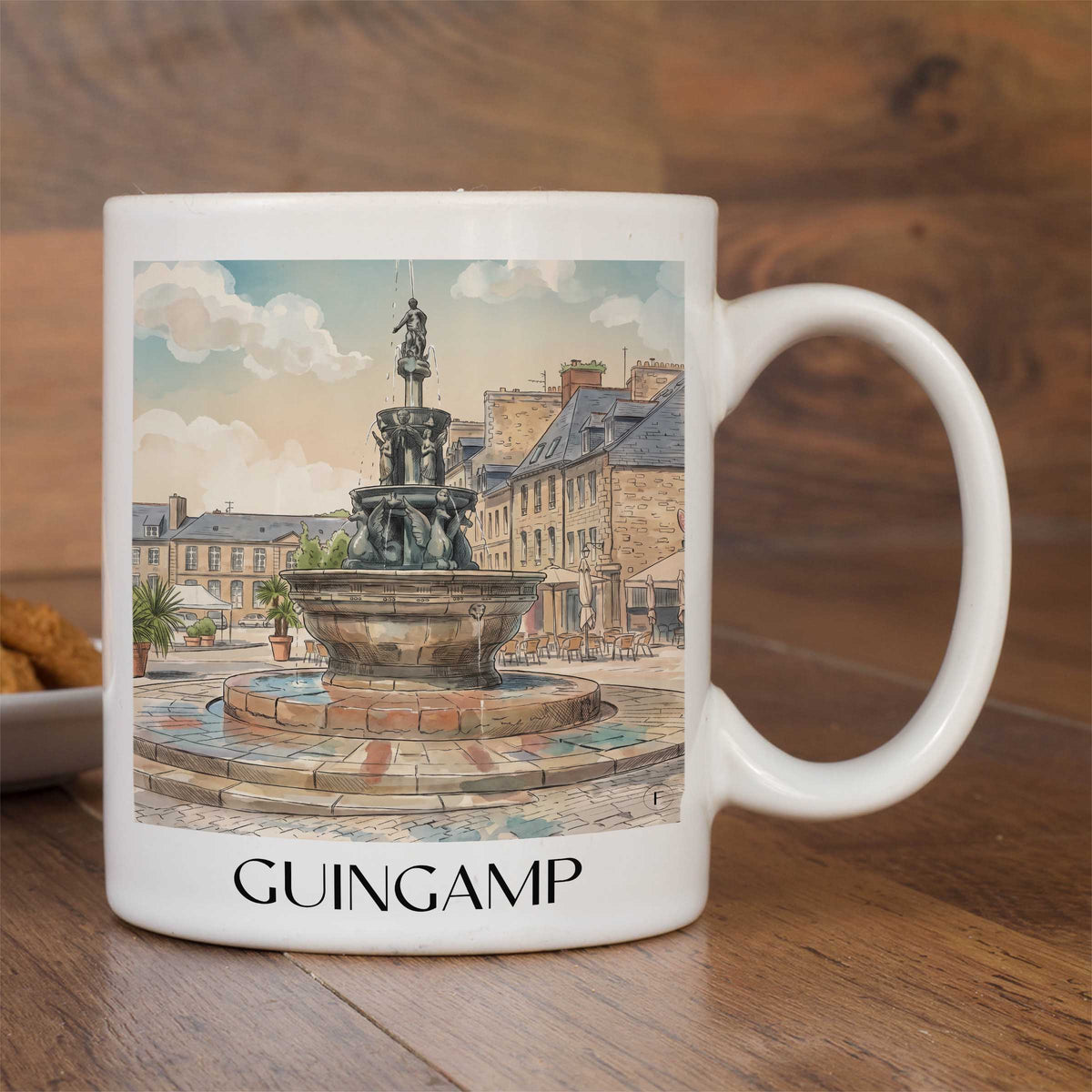 guingamp-côtes-d'armor-frankreich-kaffeebecher-aquarell