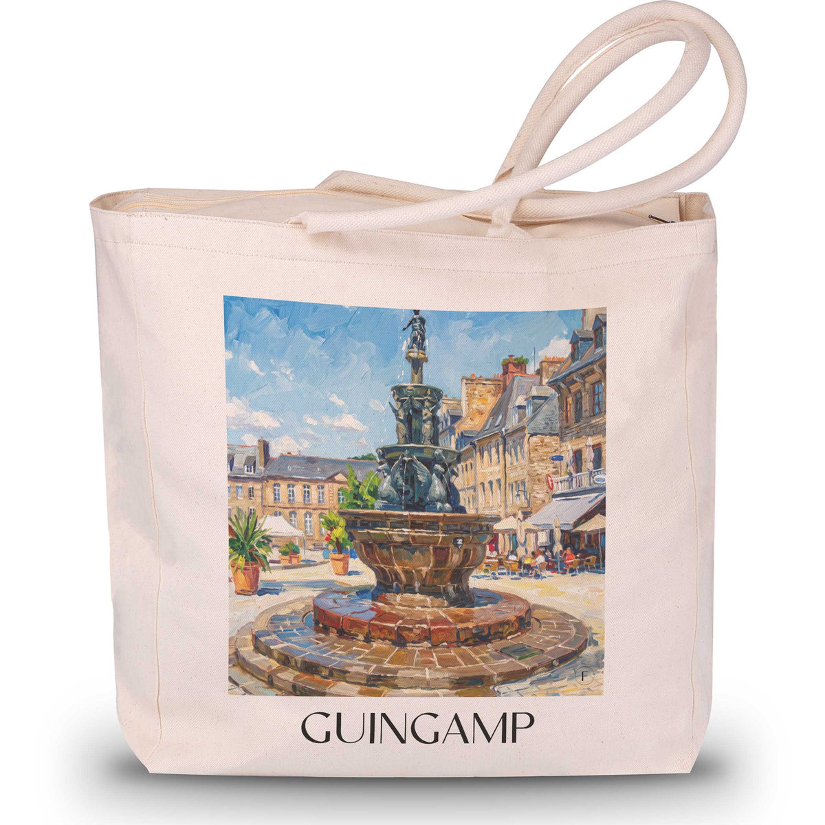 guingamp-côtes-d'armor-frankreich-einkaufstasche-oil-painting-oelgemaelde