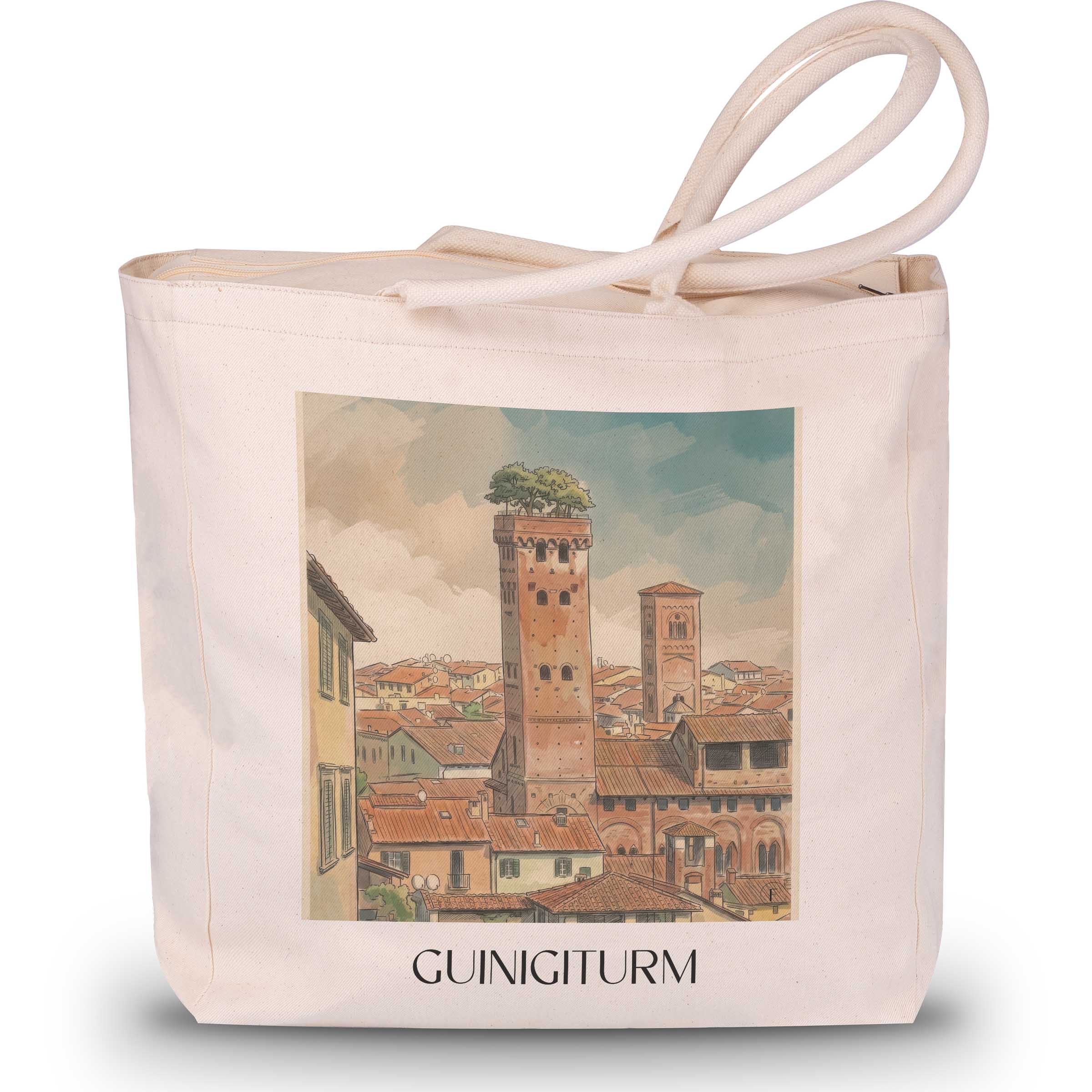 guinigiturm-lucca-italien-einkaufstasche-aquarell